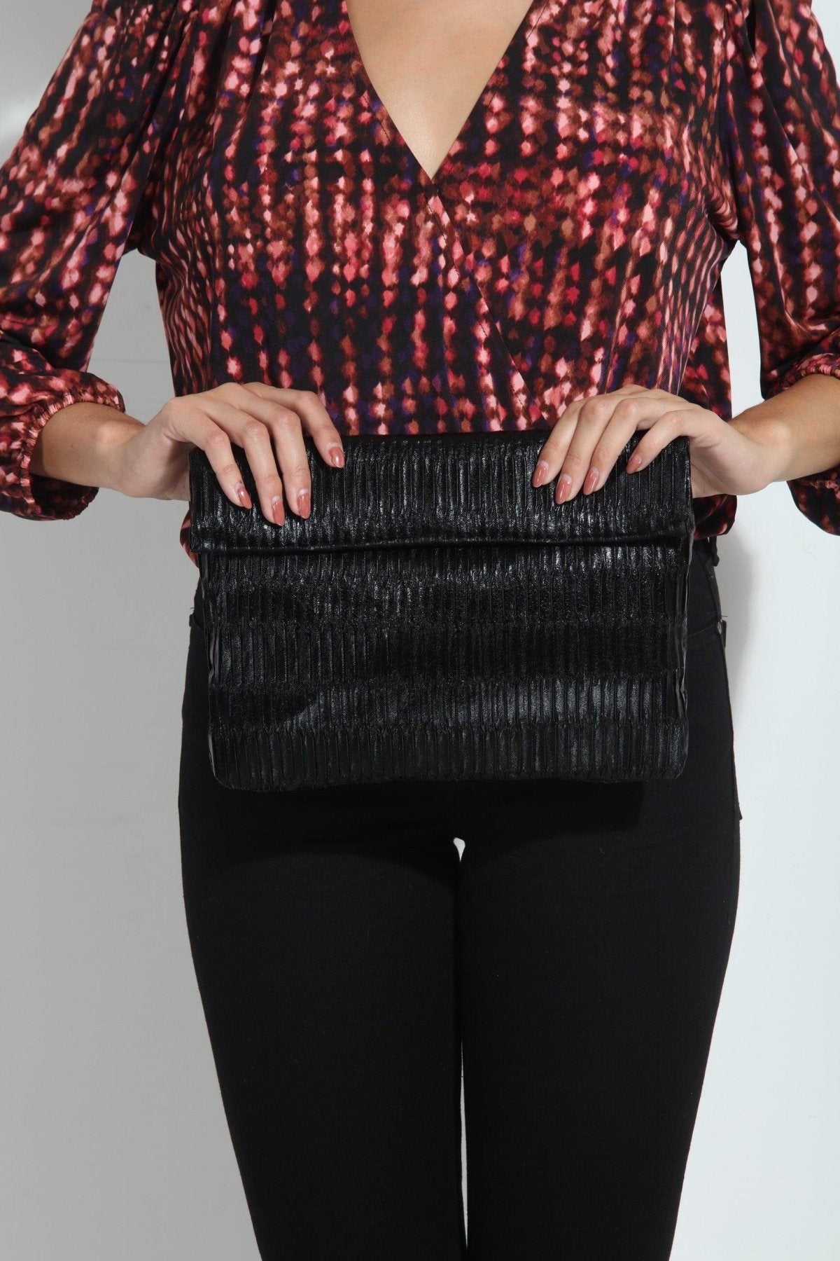 Gianna Fold Over Clutch- Black-FINAL SALE