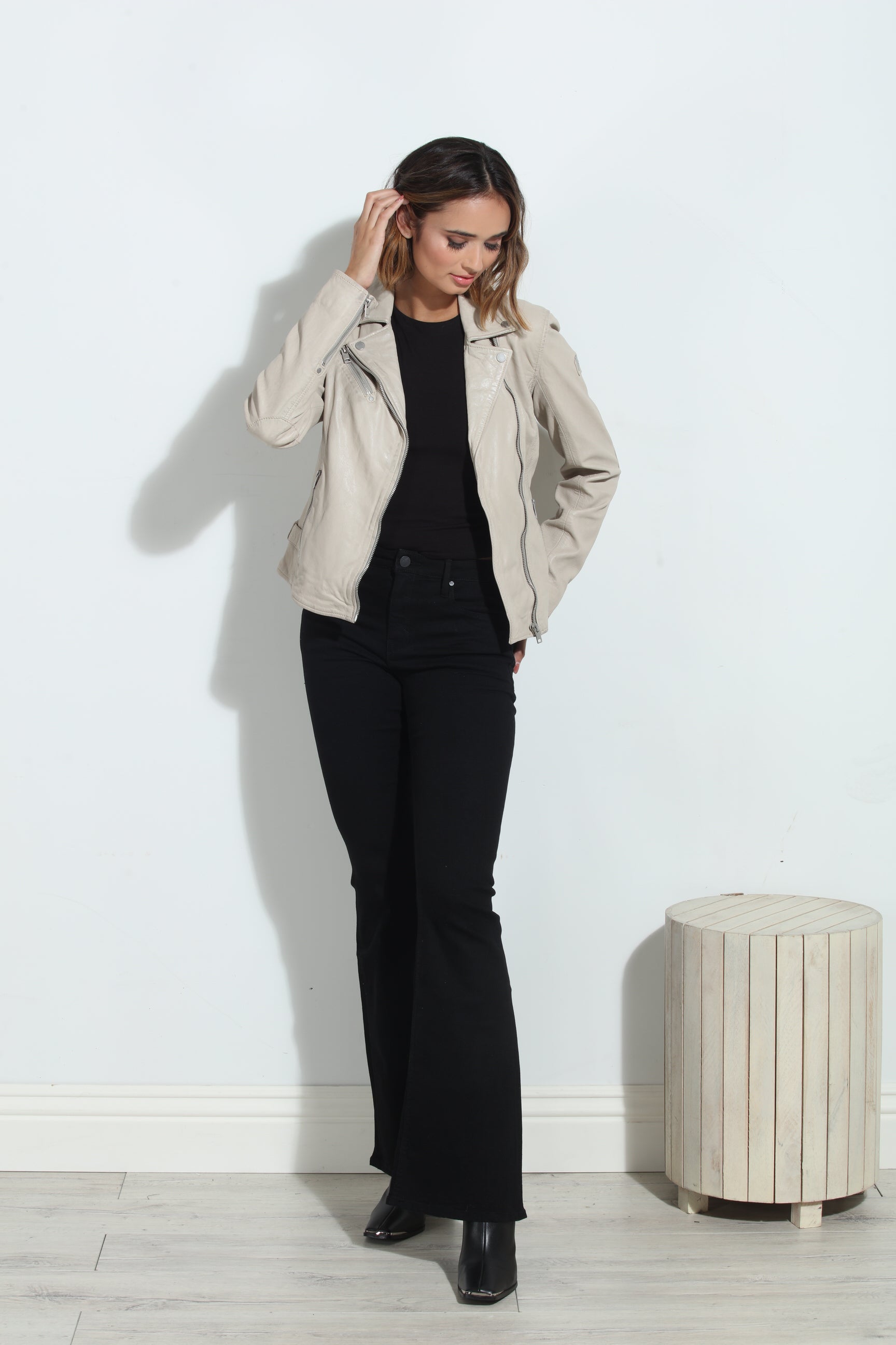 Mauritius Sofia Leather Jacket- Off-White-BEST SELLER