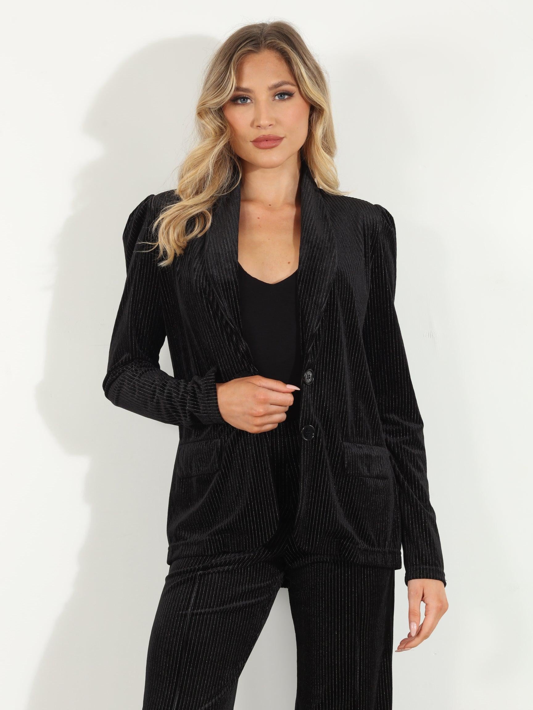 Lucio Velvet Shirred Blazer-FINAL SALE
