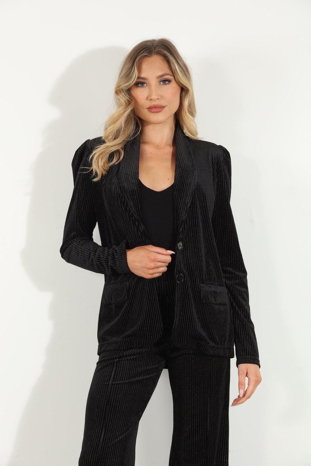 Lucio Velvet Shirred Blazer-FINAL SALE