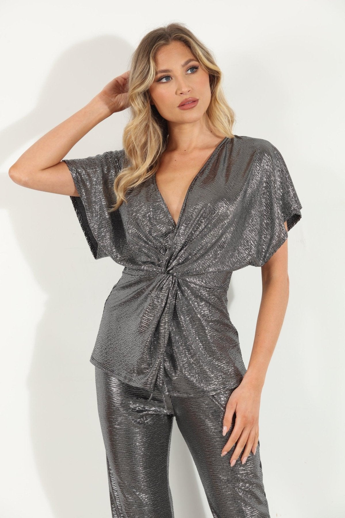 Trinity Foil Twist Top-FINAL SALE