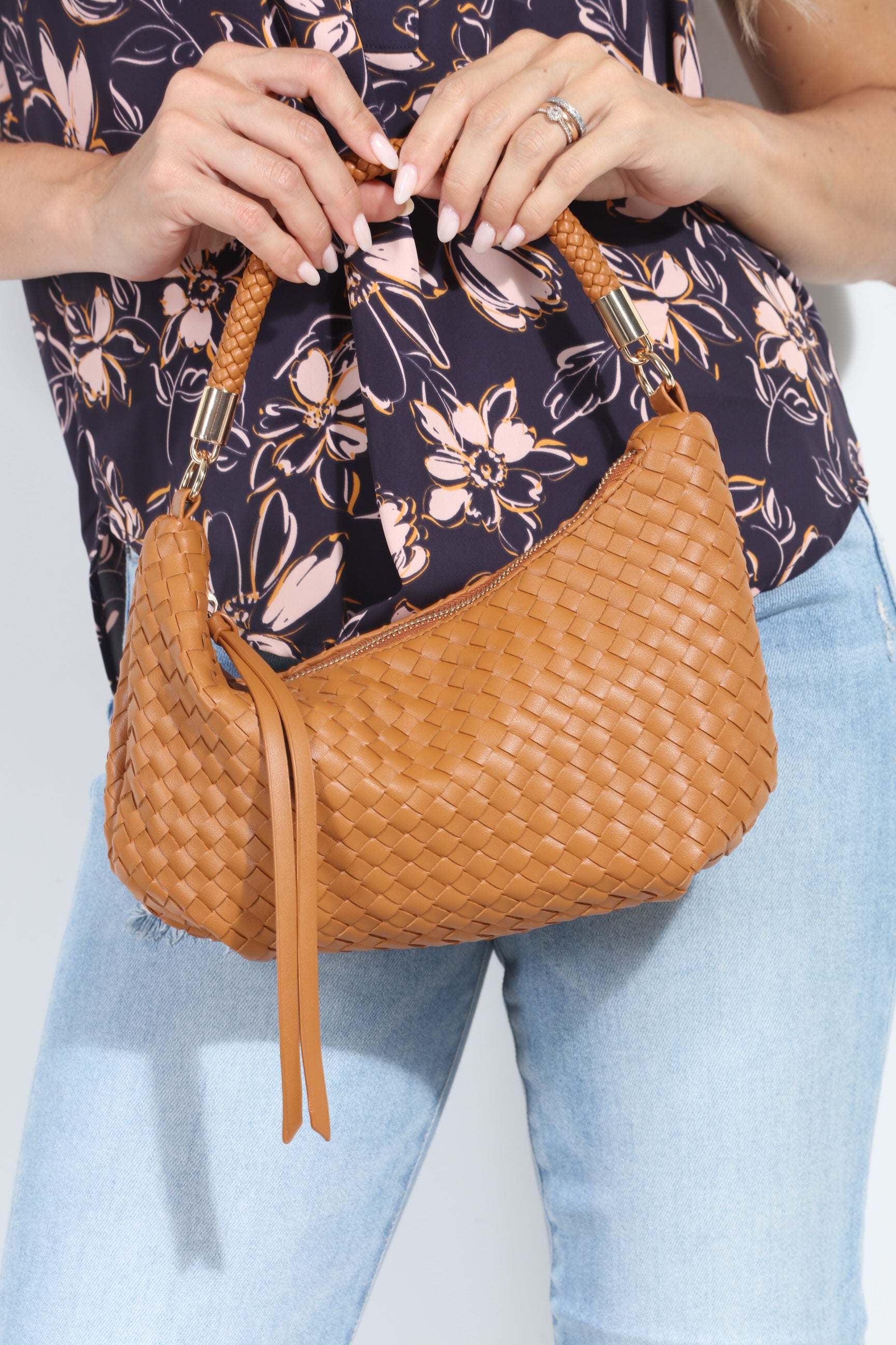 Camel Woven Shoulder Purse-FINAL SALE