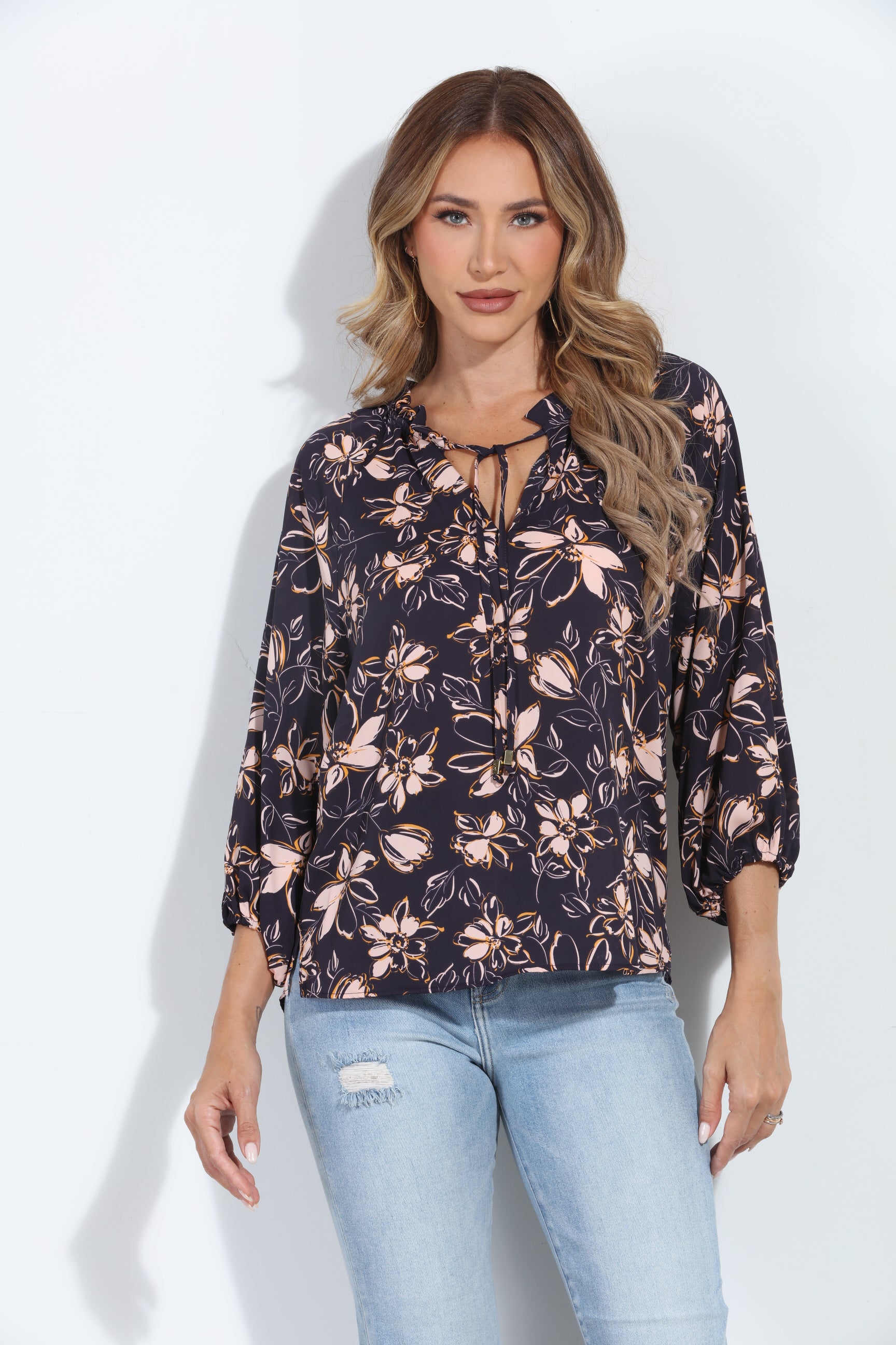 Lexi Split-Neck Blouse/BEST SELLER