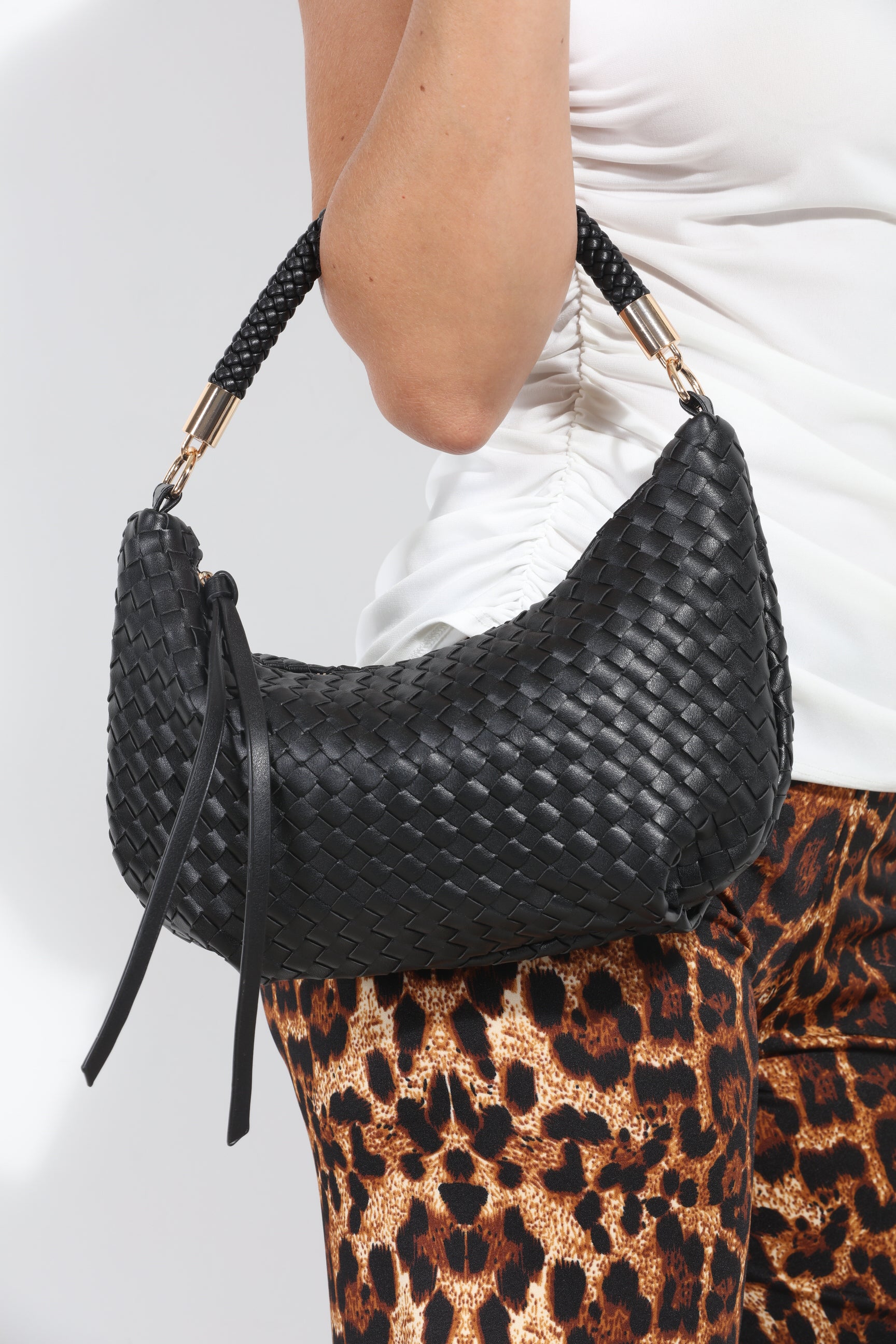 Rhea Woven Shoulder Purse