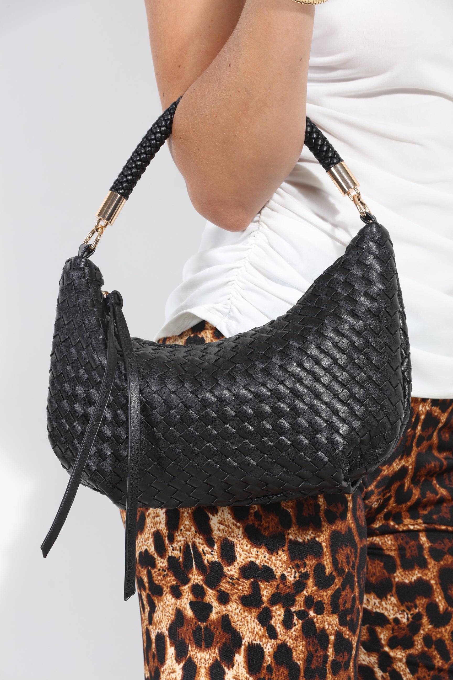 Rhea Woven Shoulder Purse