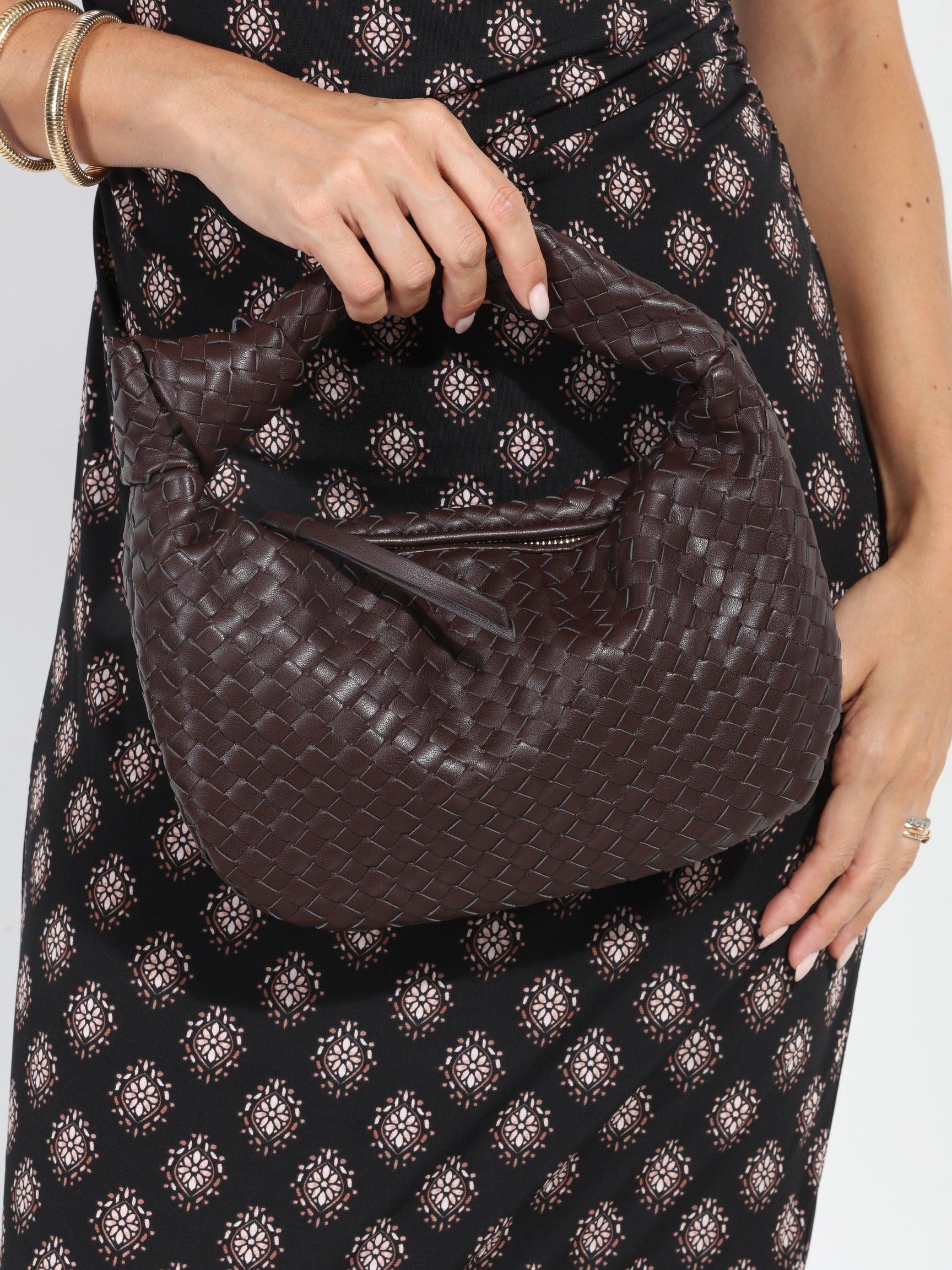 Chocolate Knot Woven Shoulder Purse