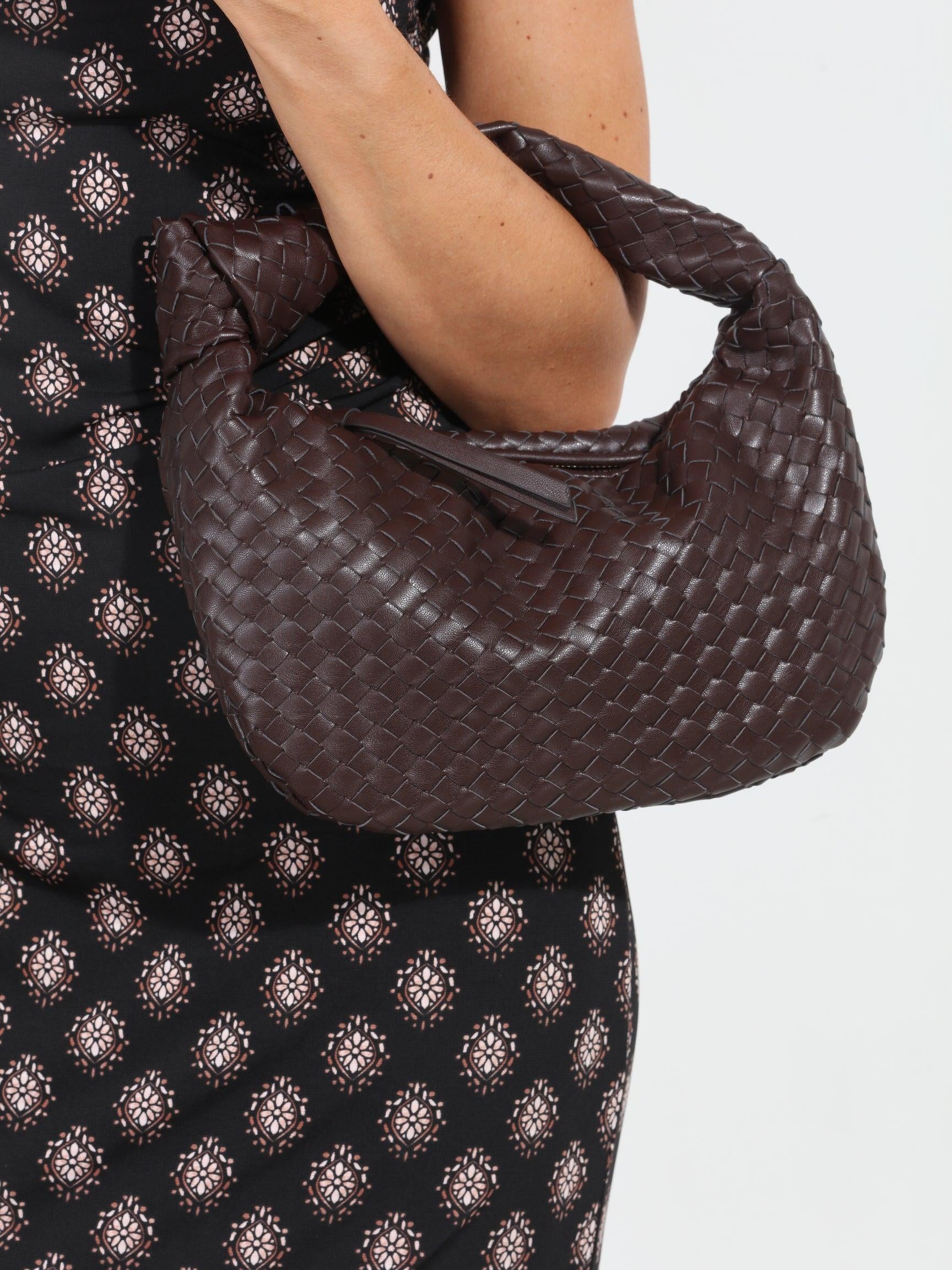 Chocolate Knot Woven Shoulder Purse