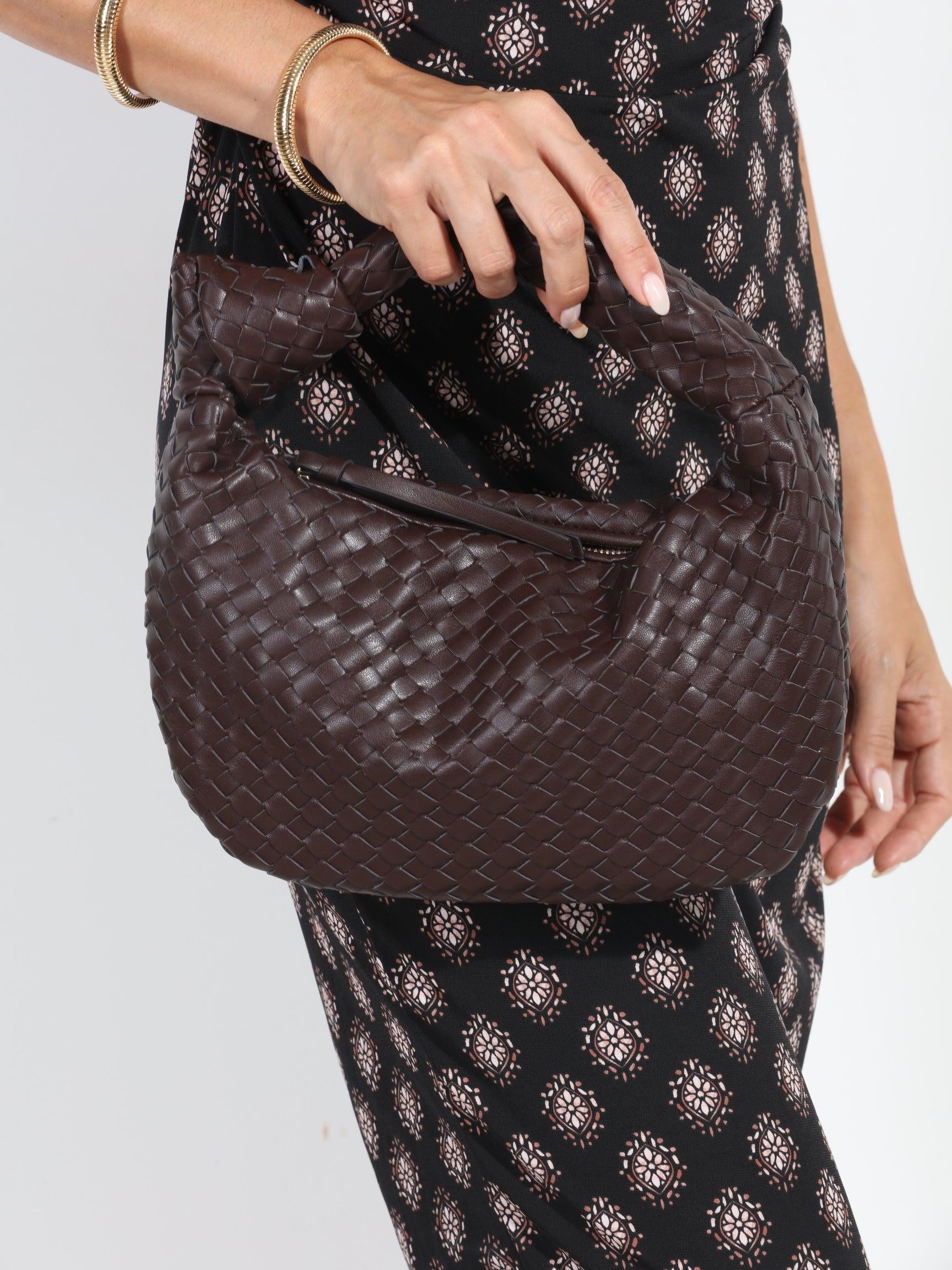 Chocolate Knot Woven Shoulder Purse