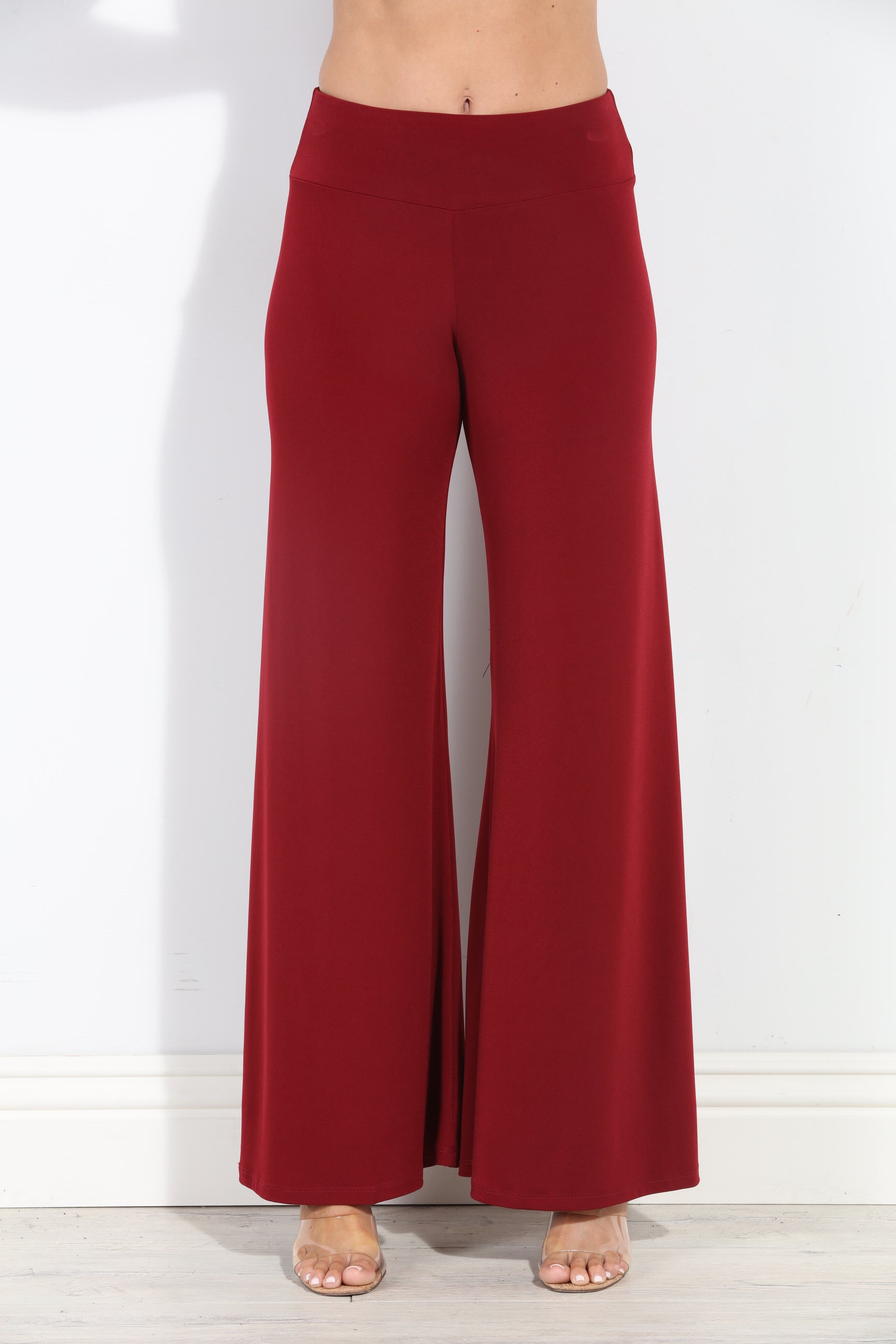 Burgundy Stretch Flare Leg Pants-BEST SELLER