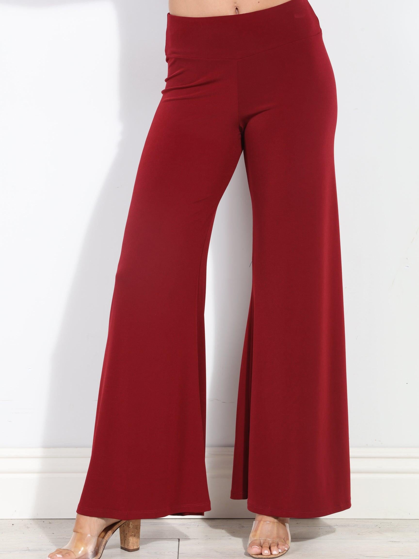 Burgundy Stretch Wide Leg Pants-BEST SELLER