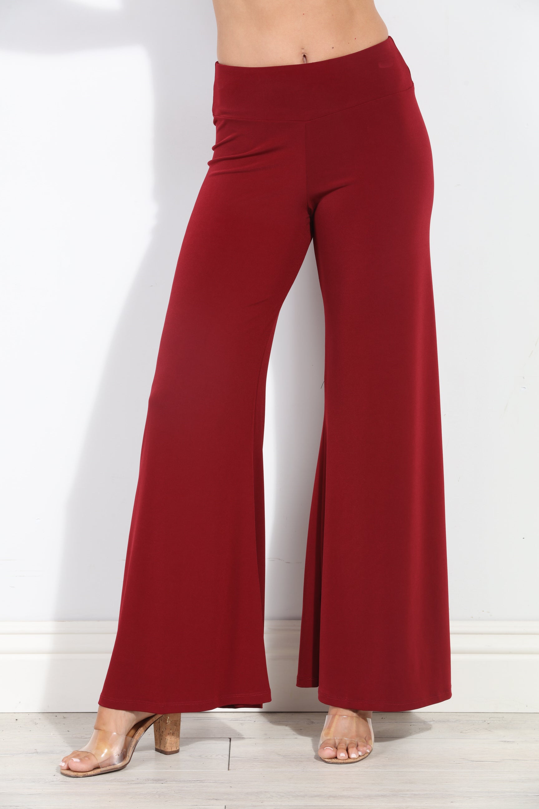 Burgundy Stretch Flare Leg Pants-BEST SELLER