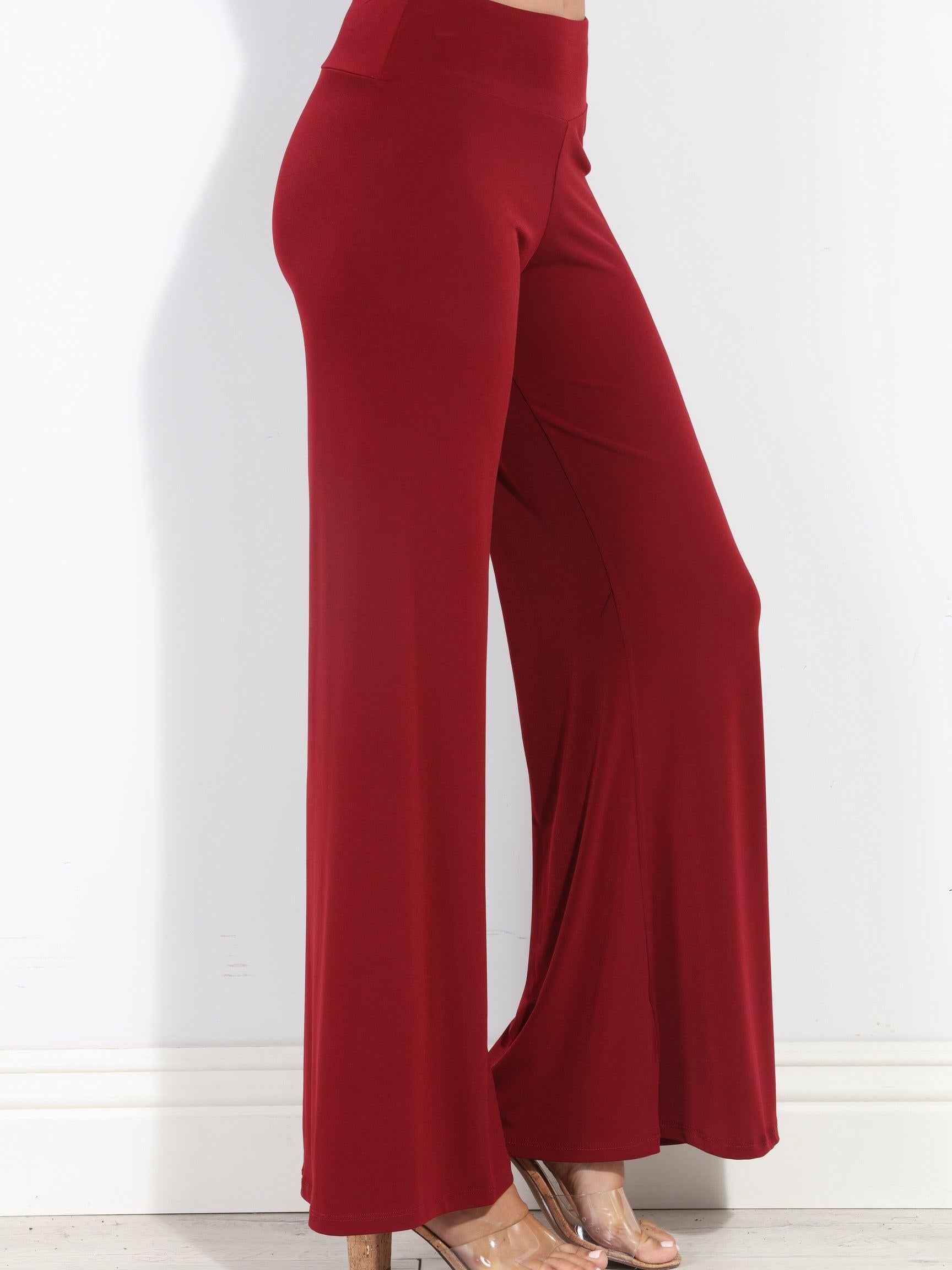 Burgundy Stretch Wide Leg Pants-BEST SELLER