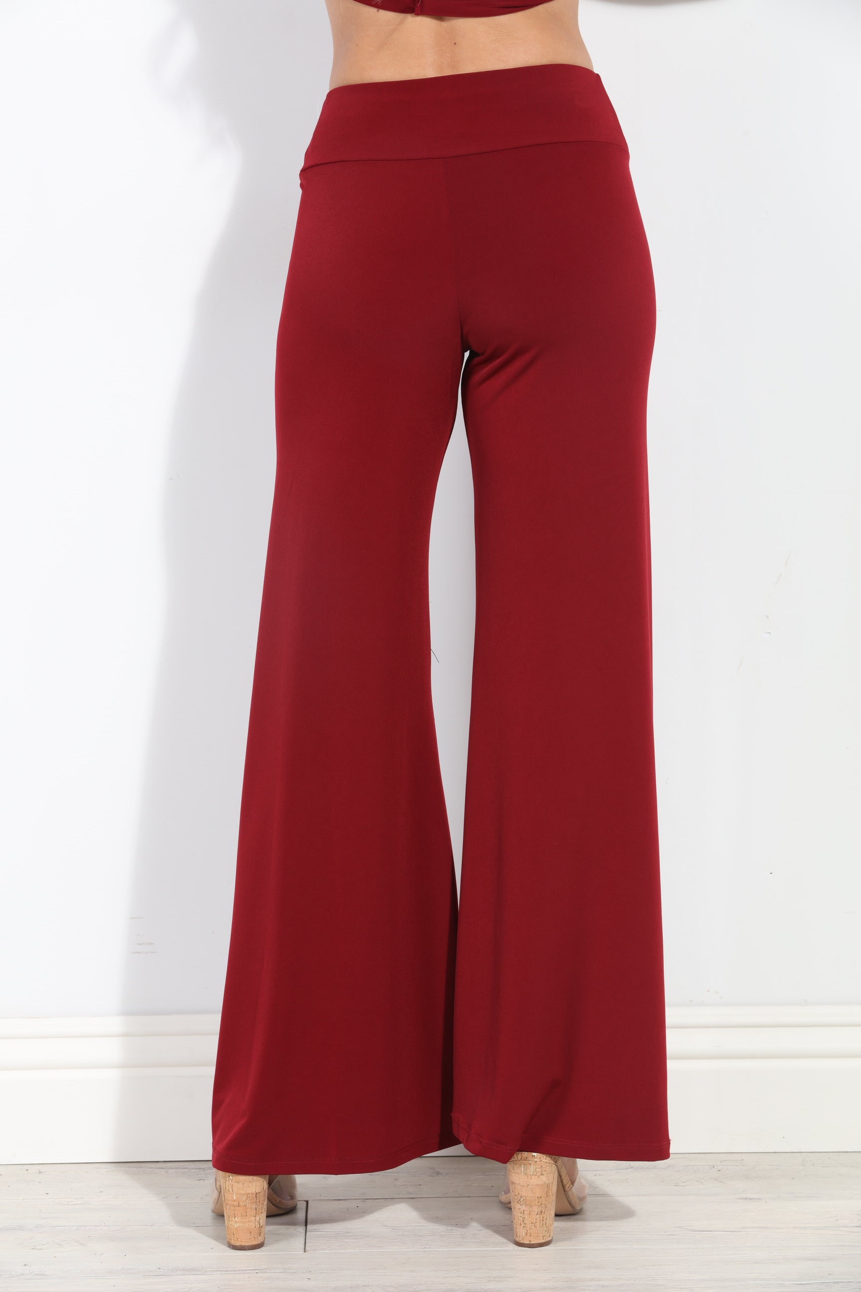 Burgundy Stretch Flare Leg Pants-BEST SELLER