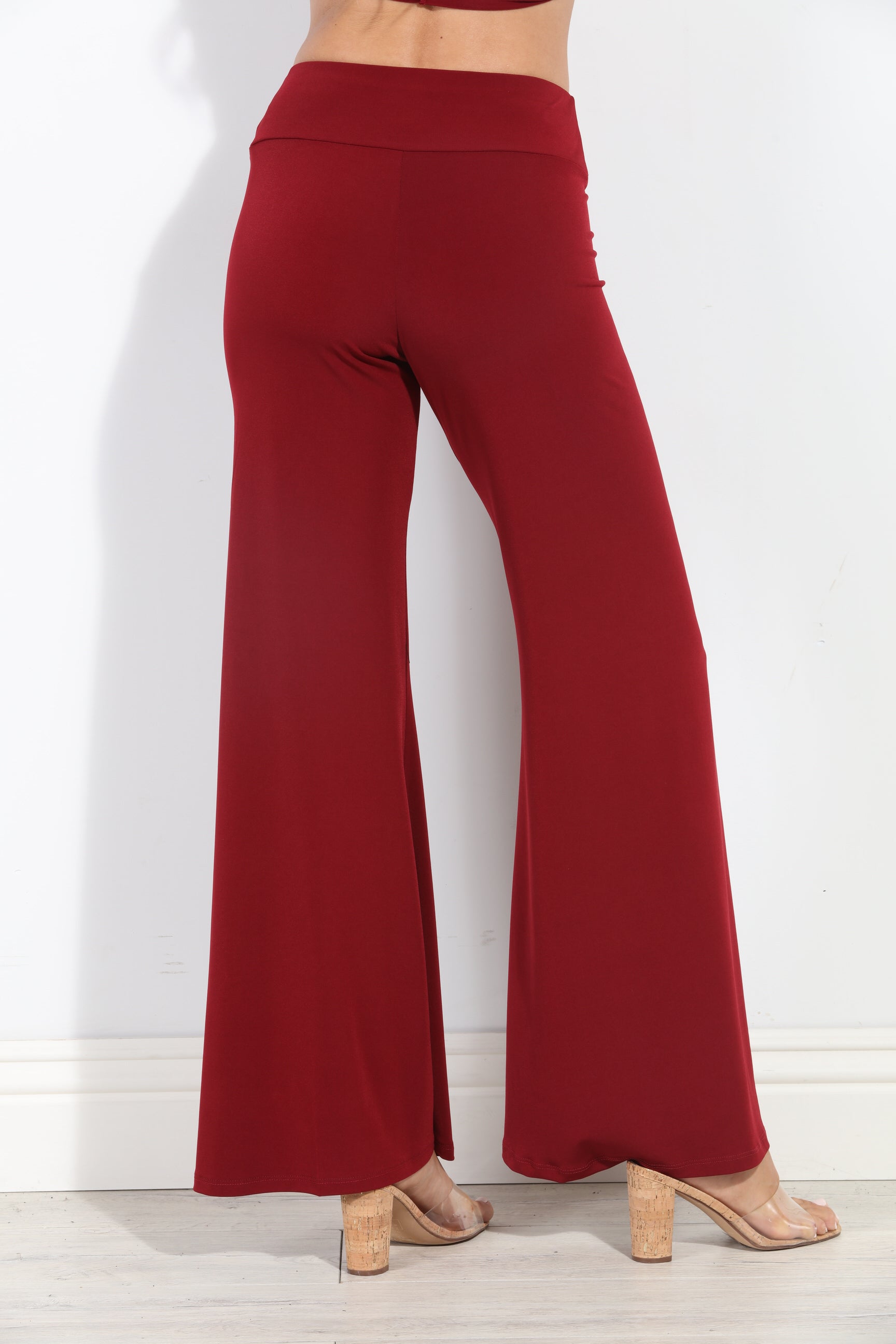 Burgundy Stretch Flare Leg Pants-BEST SELLER