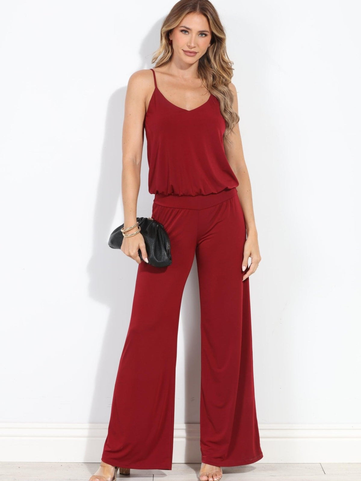 Burgundy Drop Waist Jumpsuit-BEST SELLER