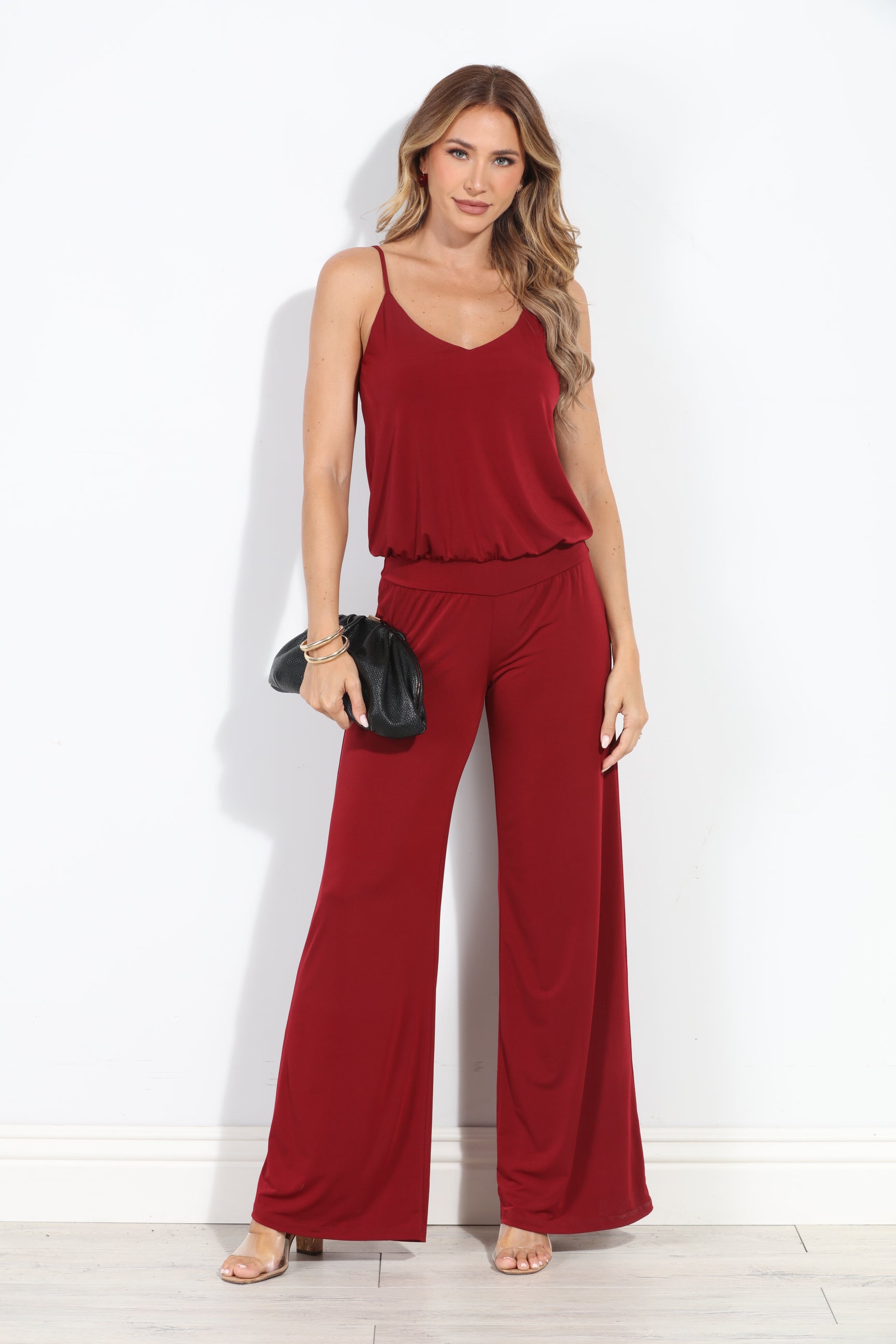 Burgundy Drop Waist Jumpsuit-BEST SELLER