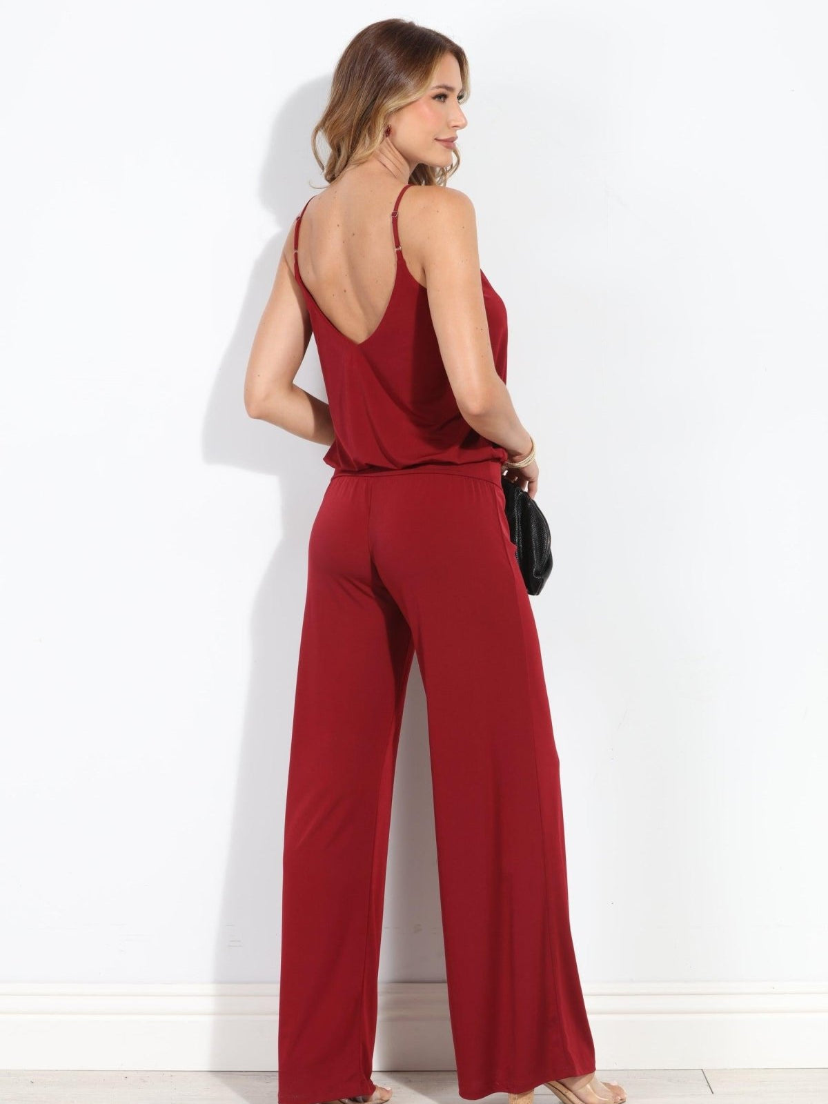 Burgundy Drop Waist Jumpsuit-BEST SELLER