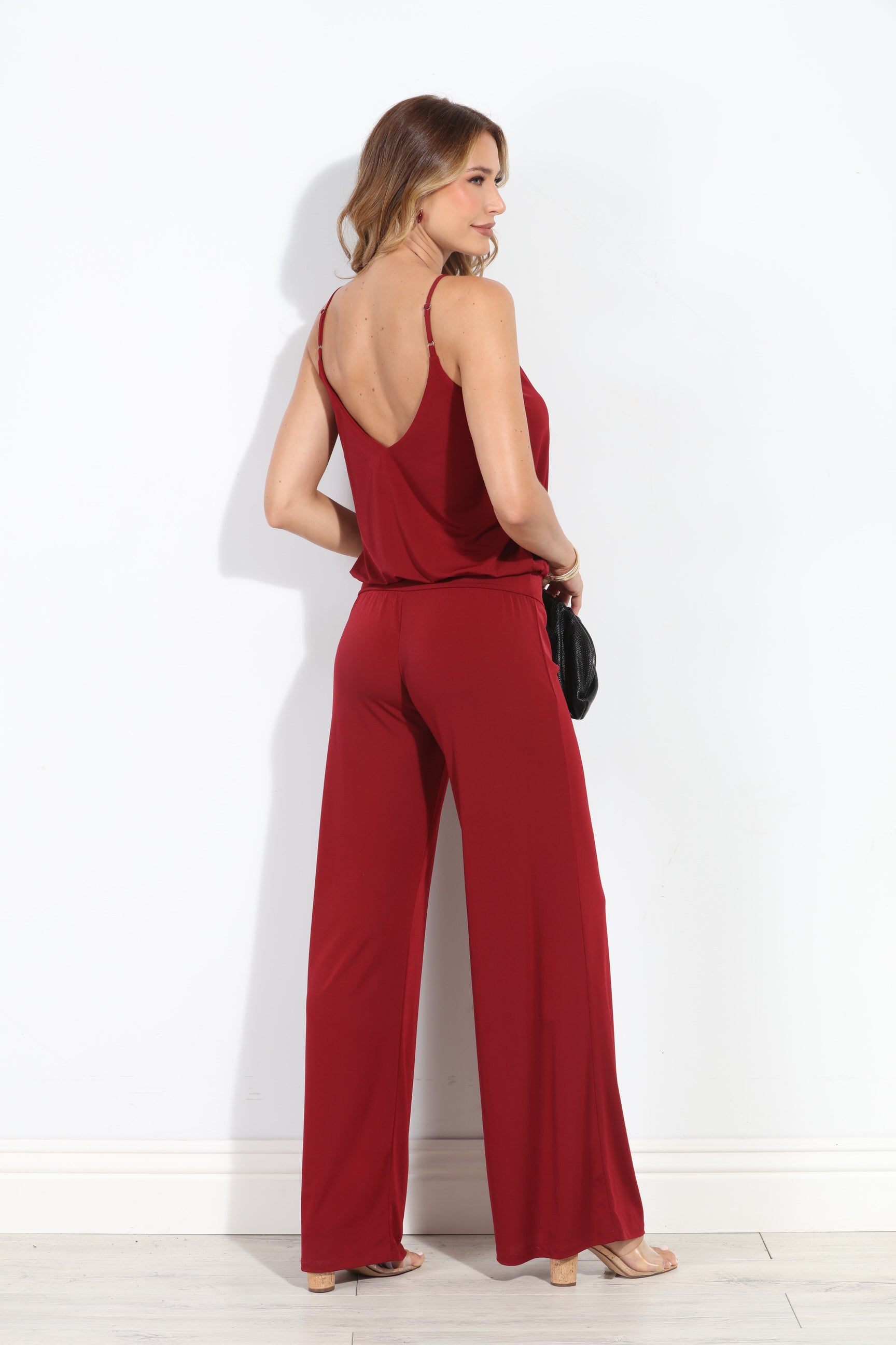 Burgundy Drop Waist Jumpsuit-BEST SELLER