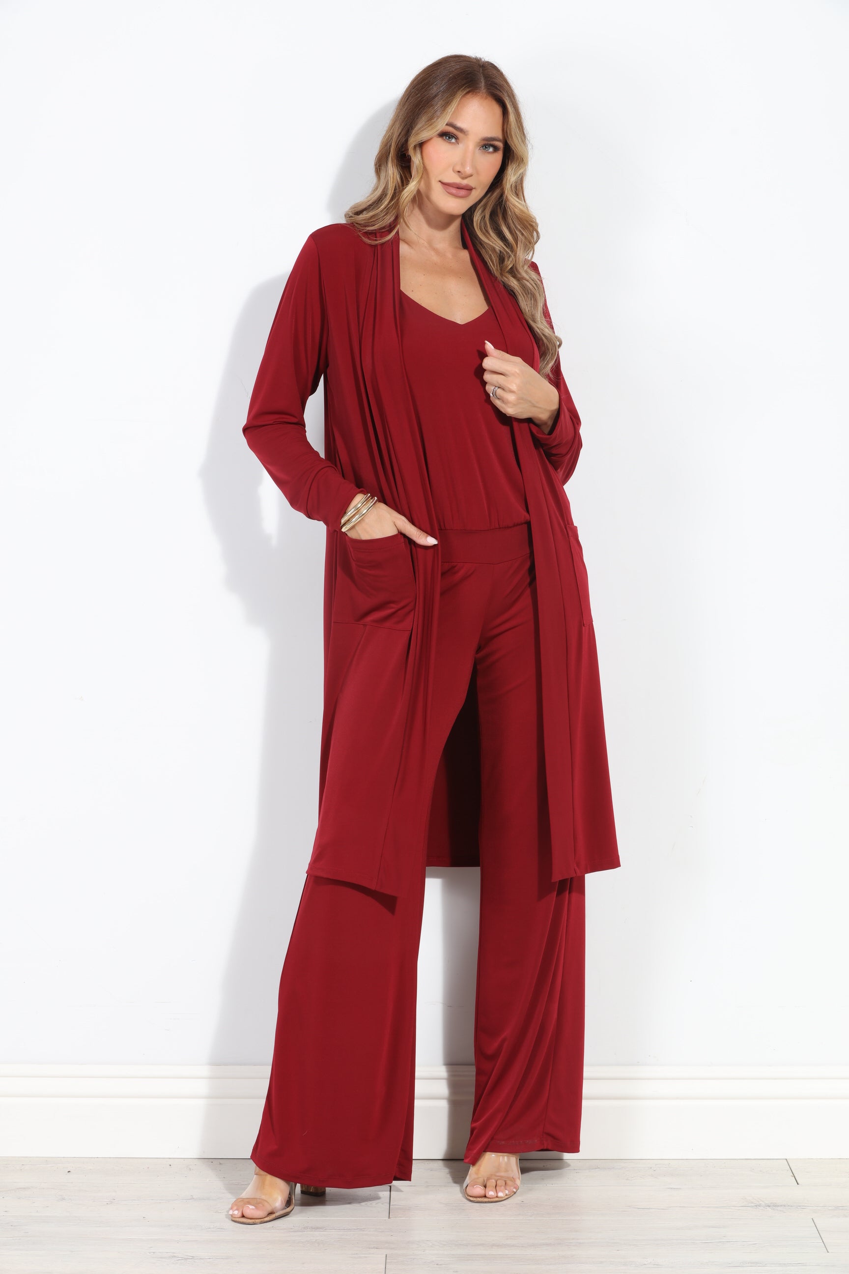 Burgundy Drop Waist Jumpsuit-BEST SELLER