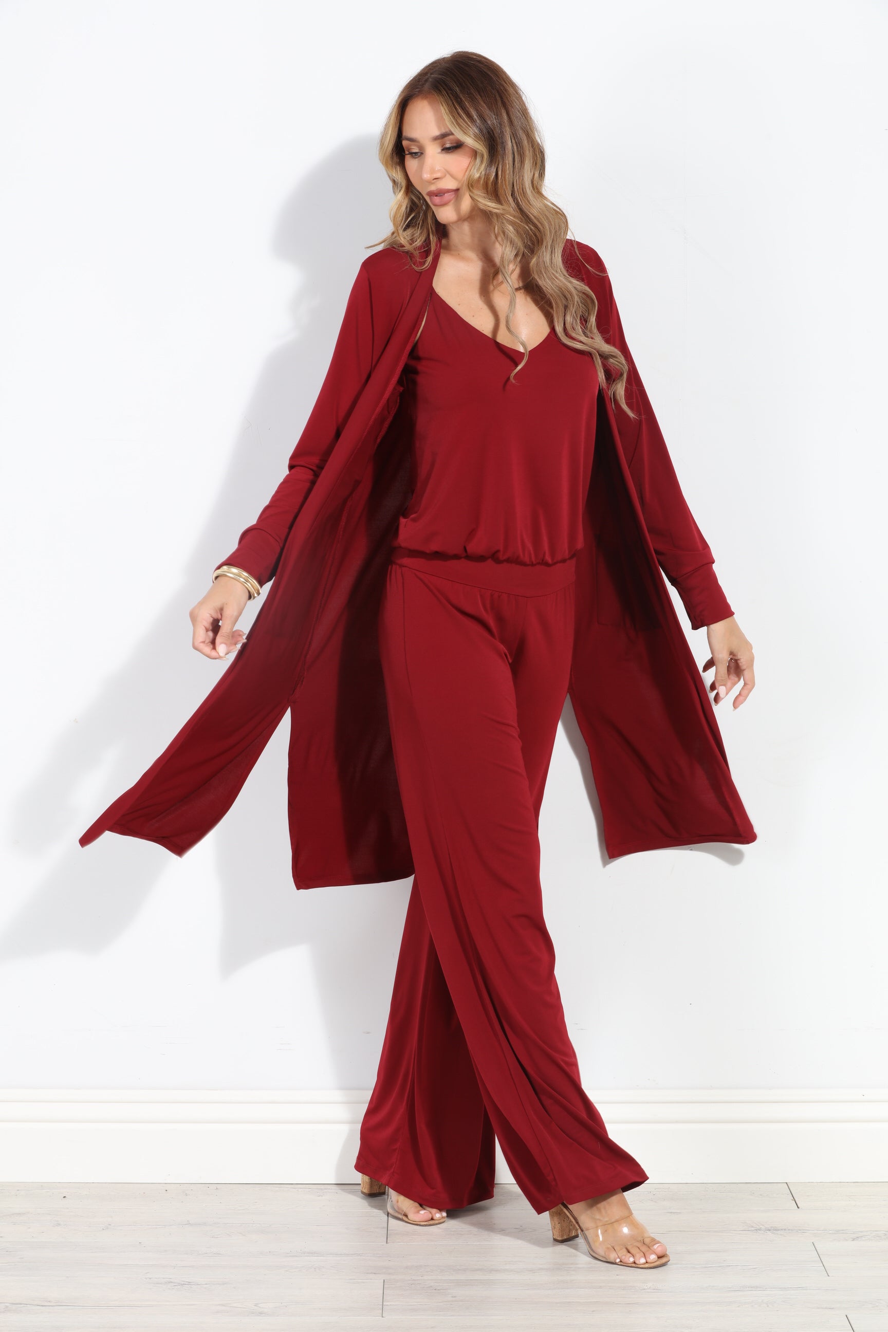 Burgundy Drop Waist Jumpsuit-BEST SELLER