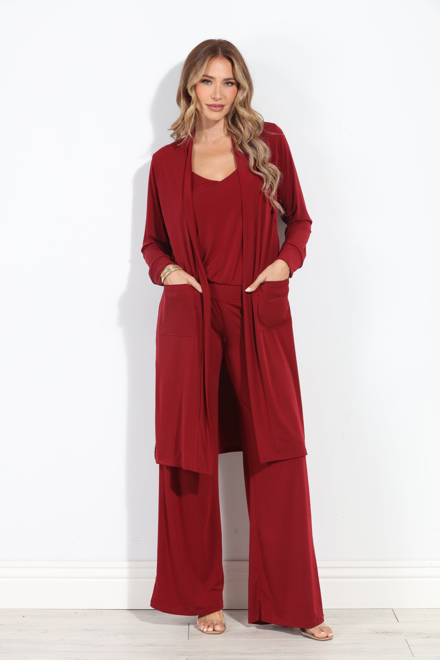 Burgundy Drop Waist Jumpsuit-BEST SELLER