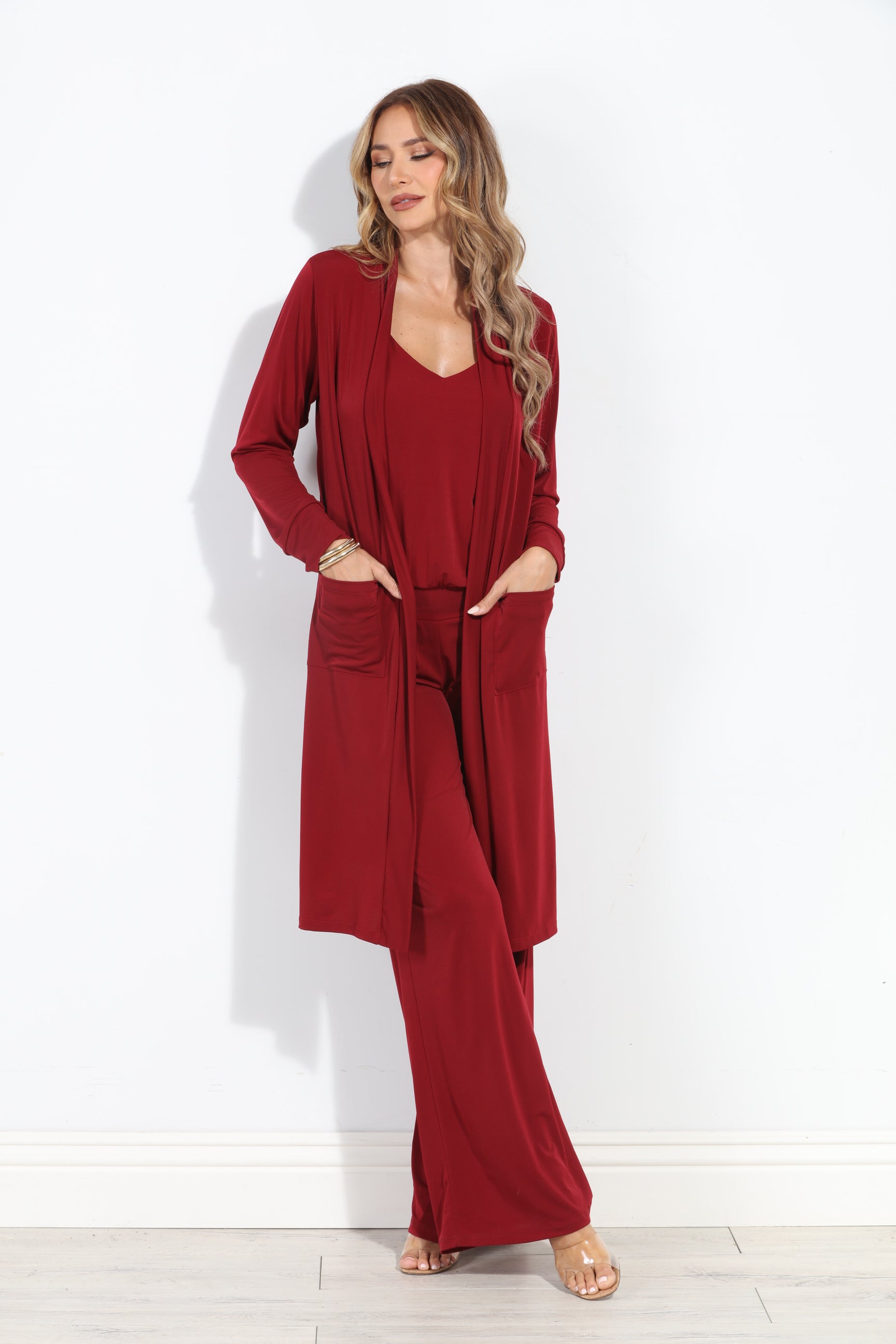 Burgundy Drop Waist Jumpsuit-BEST SELLER