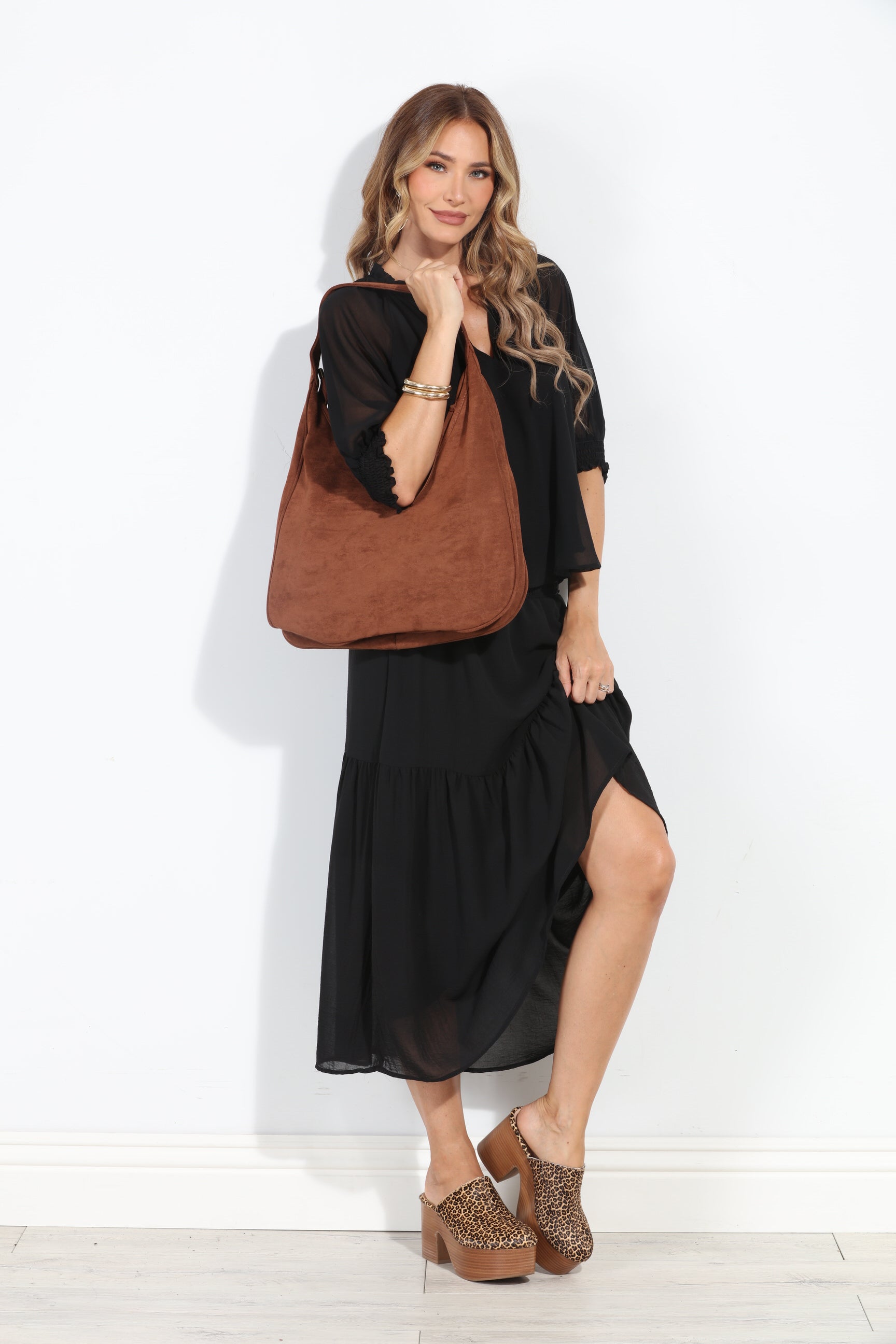 Brown Faux Suede Shoulder Bag-BEST SELLER