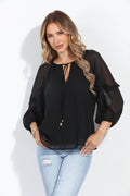 Black Ruffle Chiffon Blouse