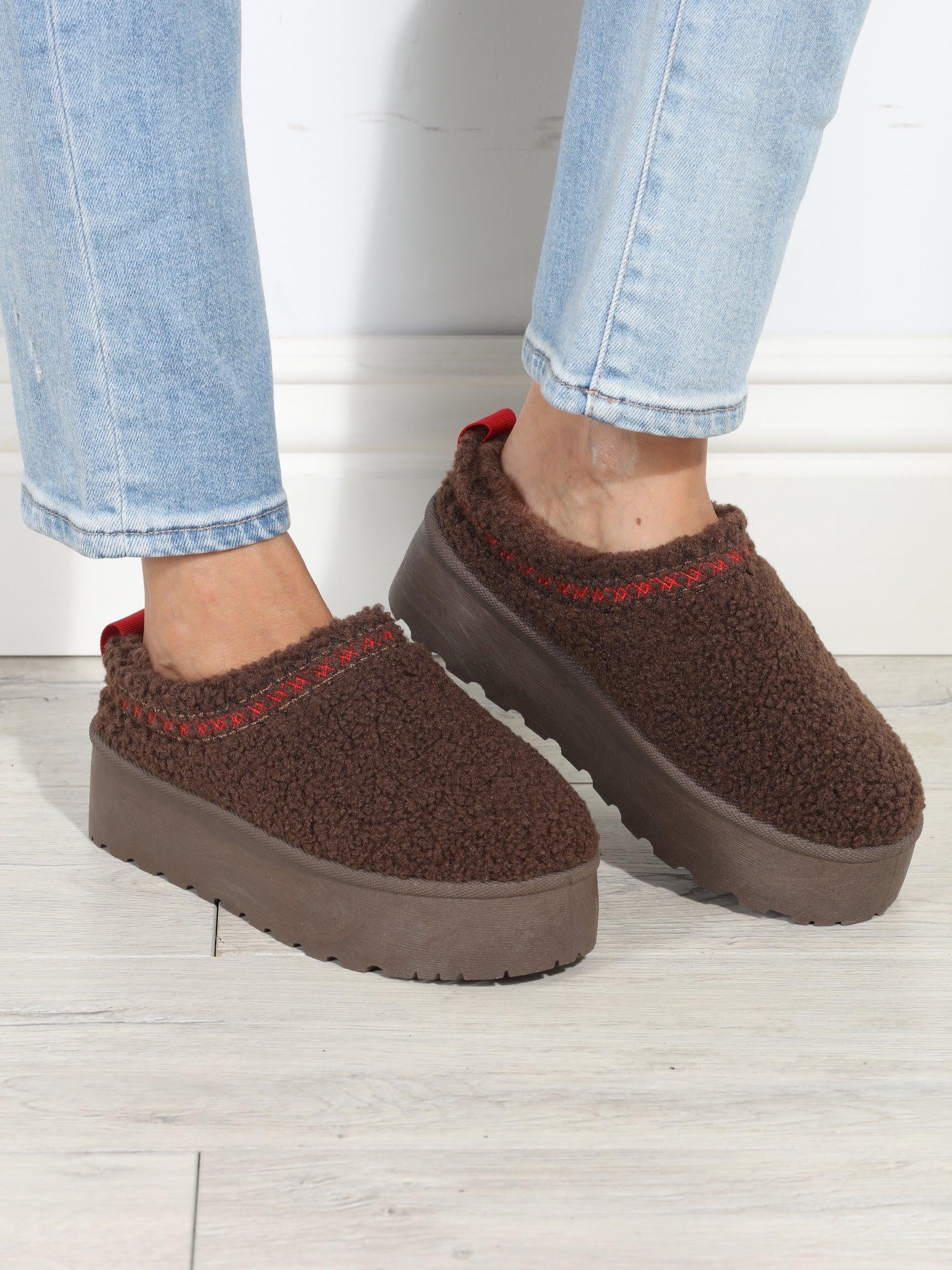 Chocolate Cozy Slides-FINAL SALE