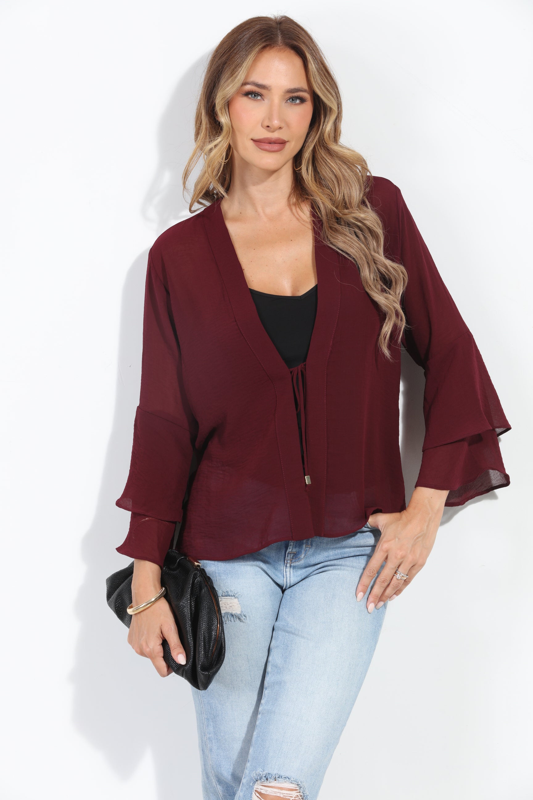 Burgundy Chiffon Jacket-BEST SELLER