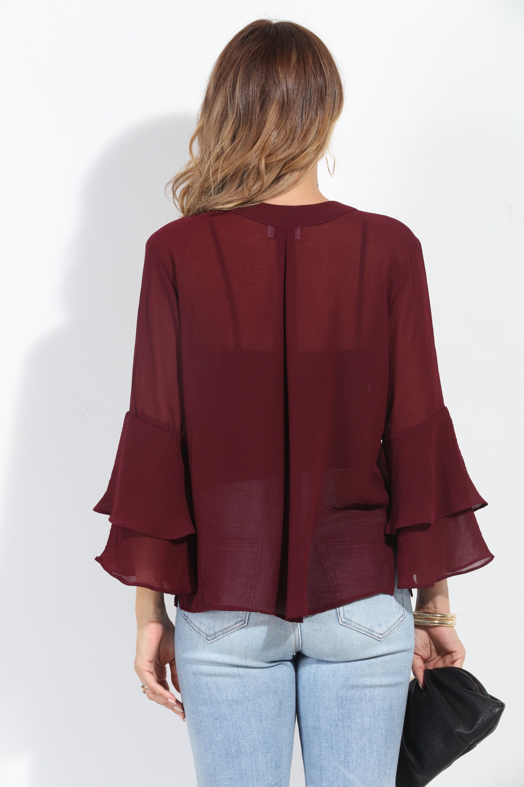 Burgundy Chiffon Jacket-BEST SELLER