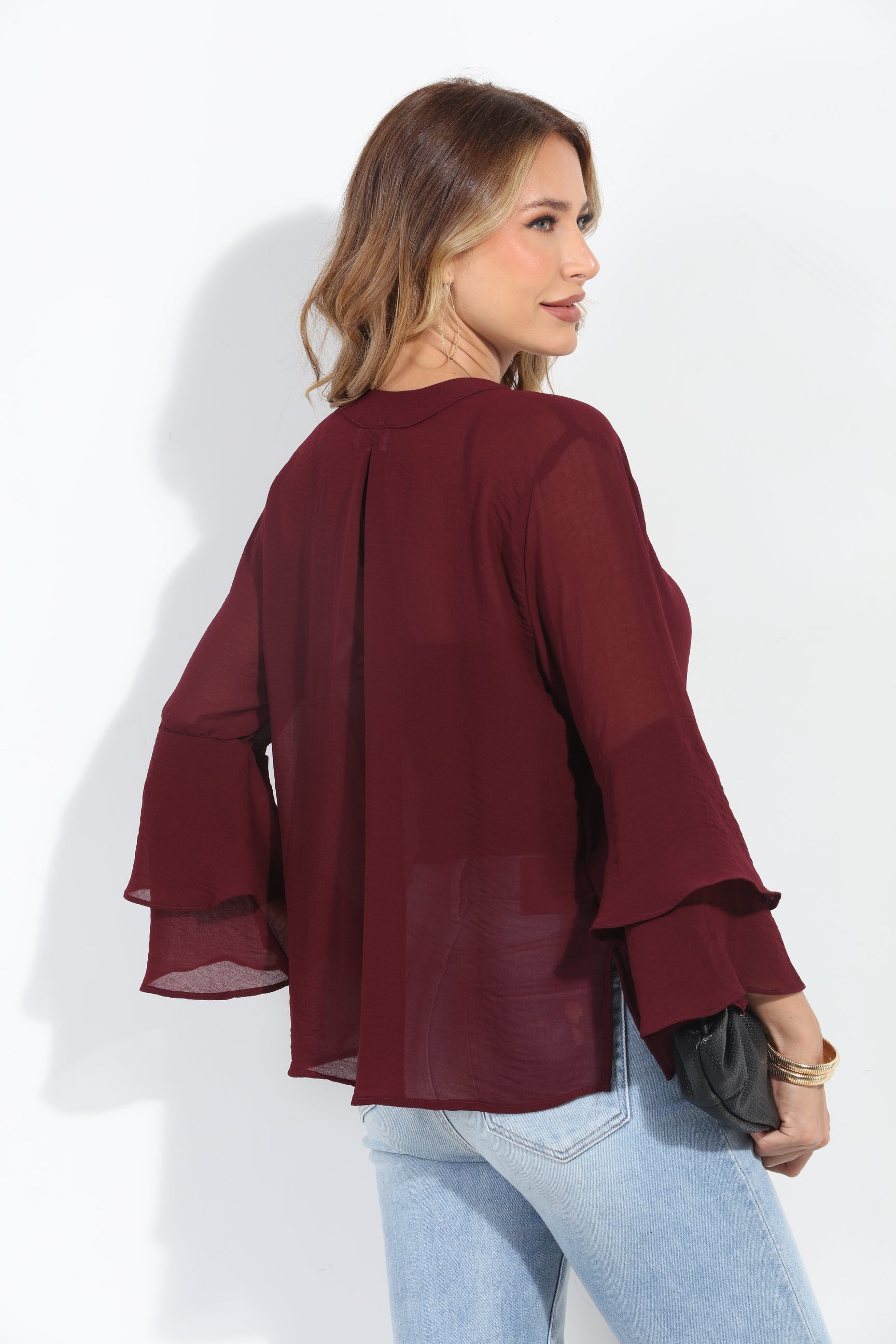 Burgundy Chiffon Jacket-BEST SELLER