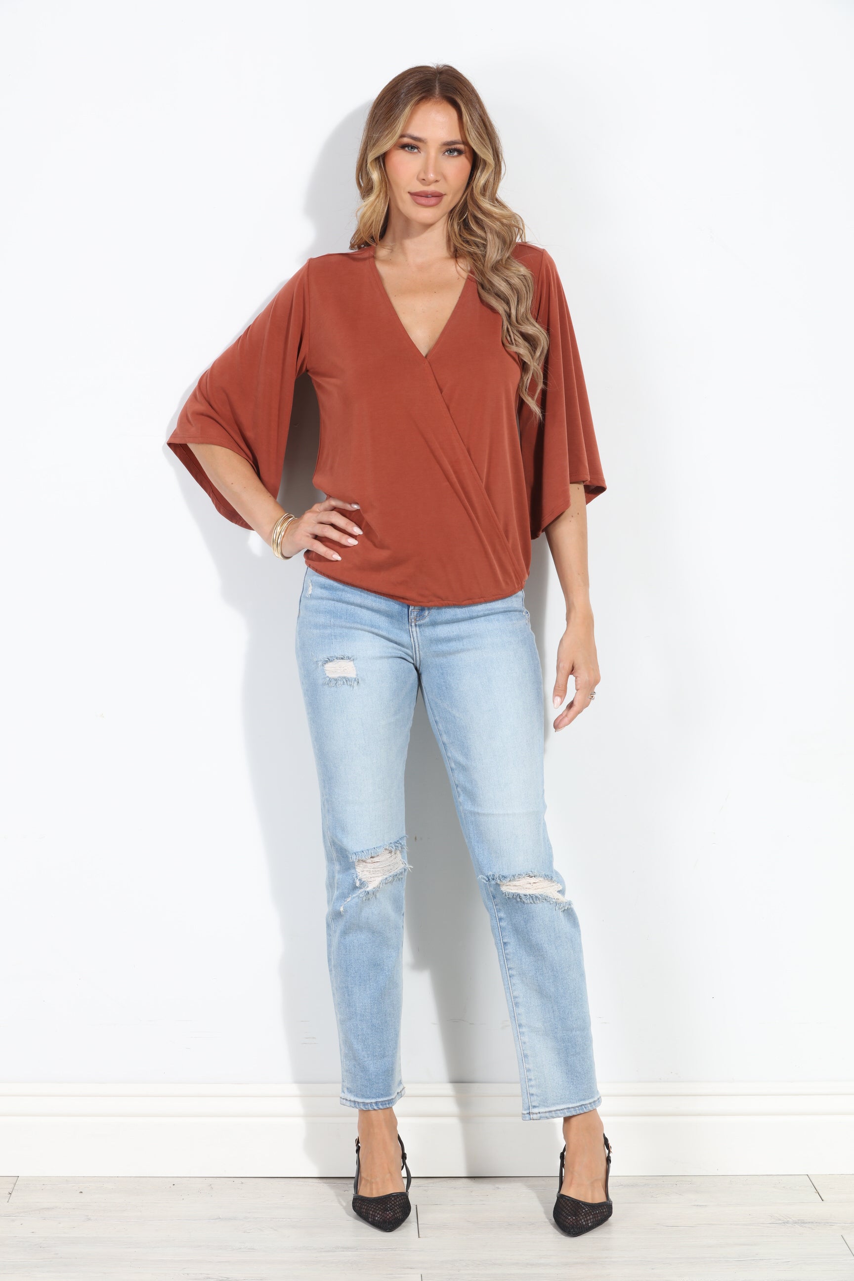 Spice Cupro Surplice Top-BEST SELLER