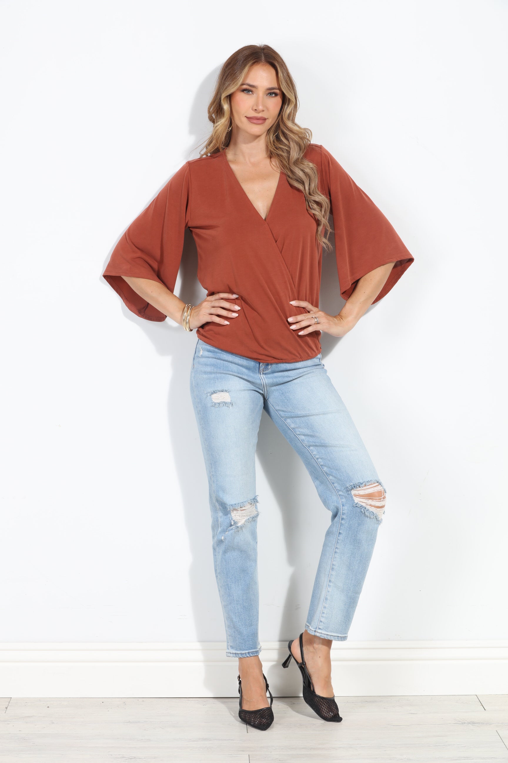 Spice Cupro Surplice Top-BEST SELLER