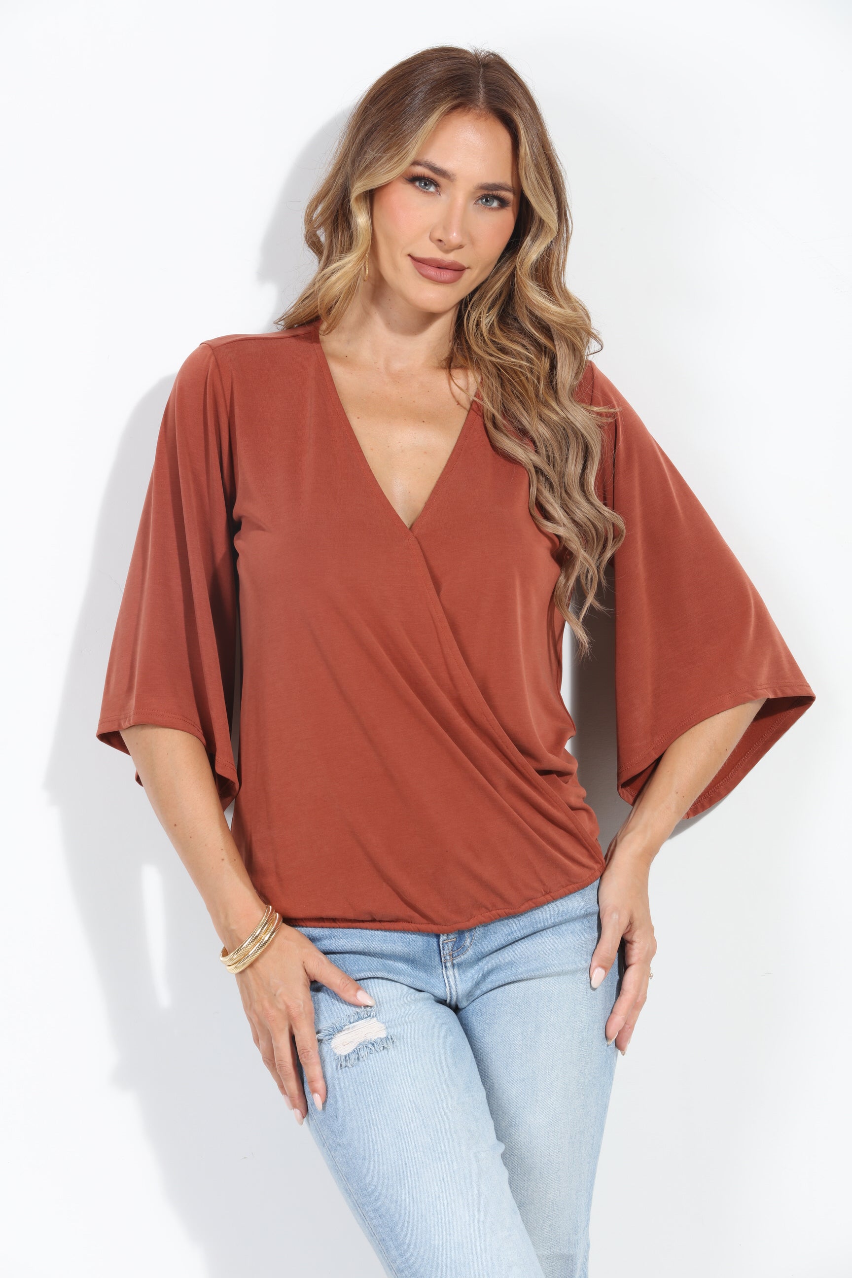 Spice Cupro Surplice Top-BEST SELLER