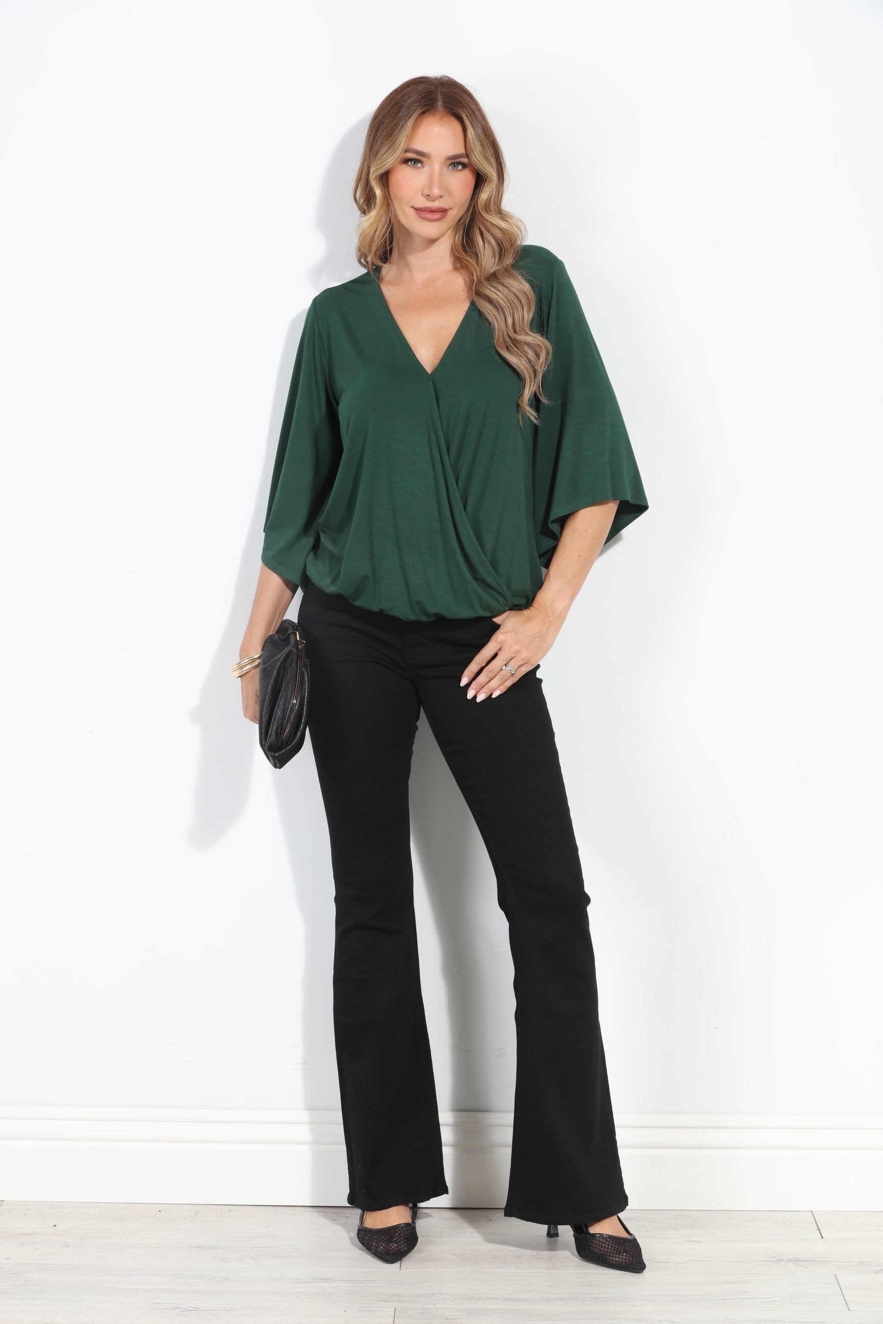 Spruce Cupro Surplice Top-BEST SELLER