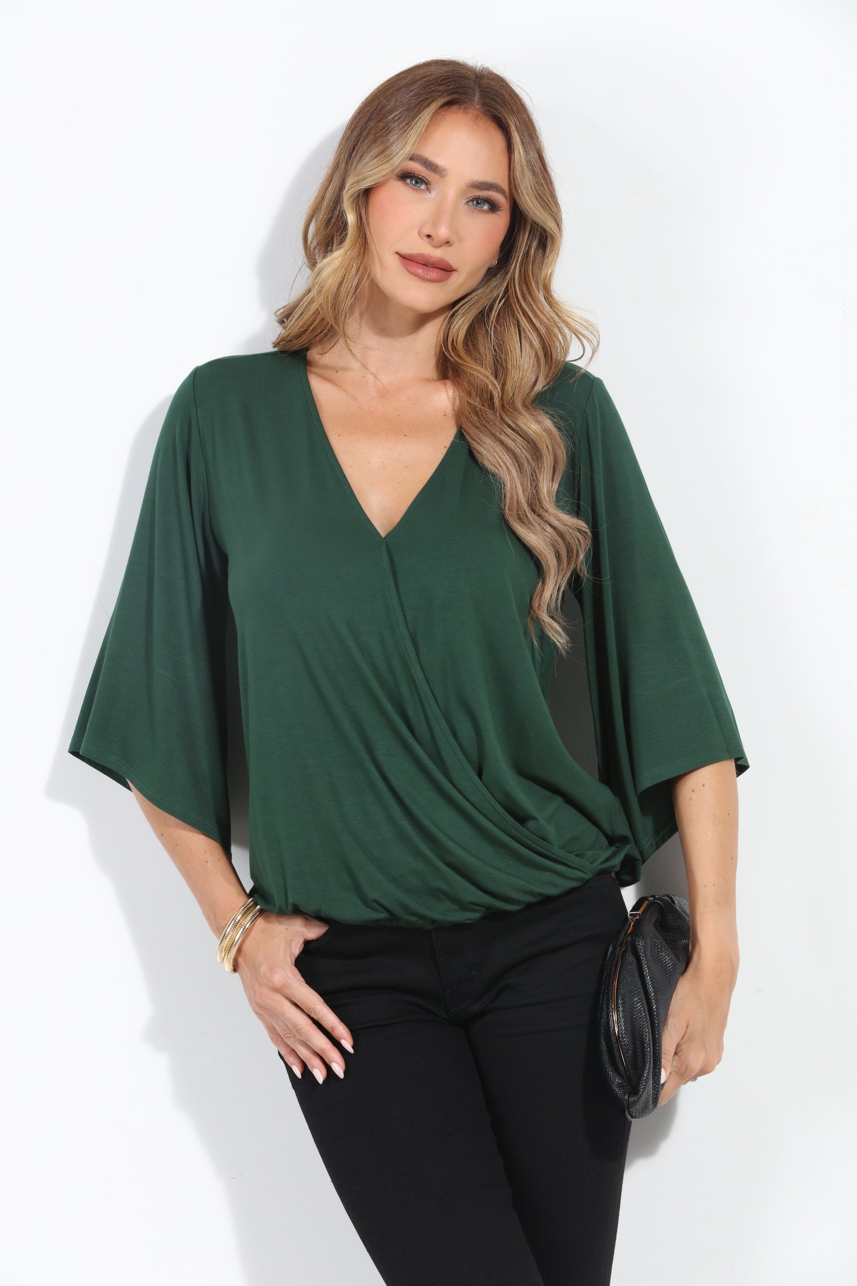 Spruce Cupro Surplice Top-BEST SELLER