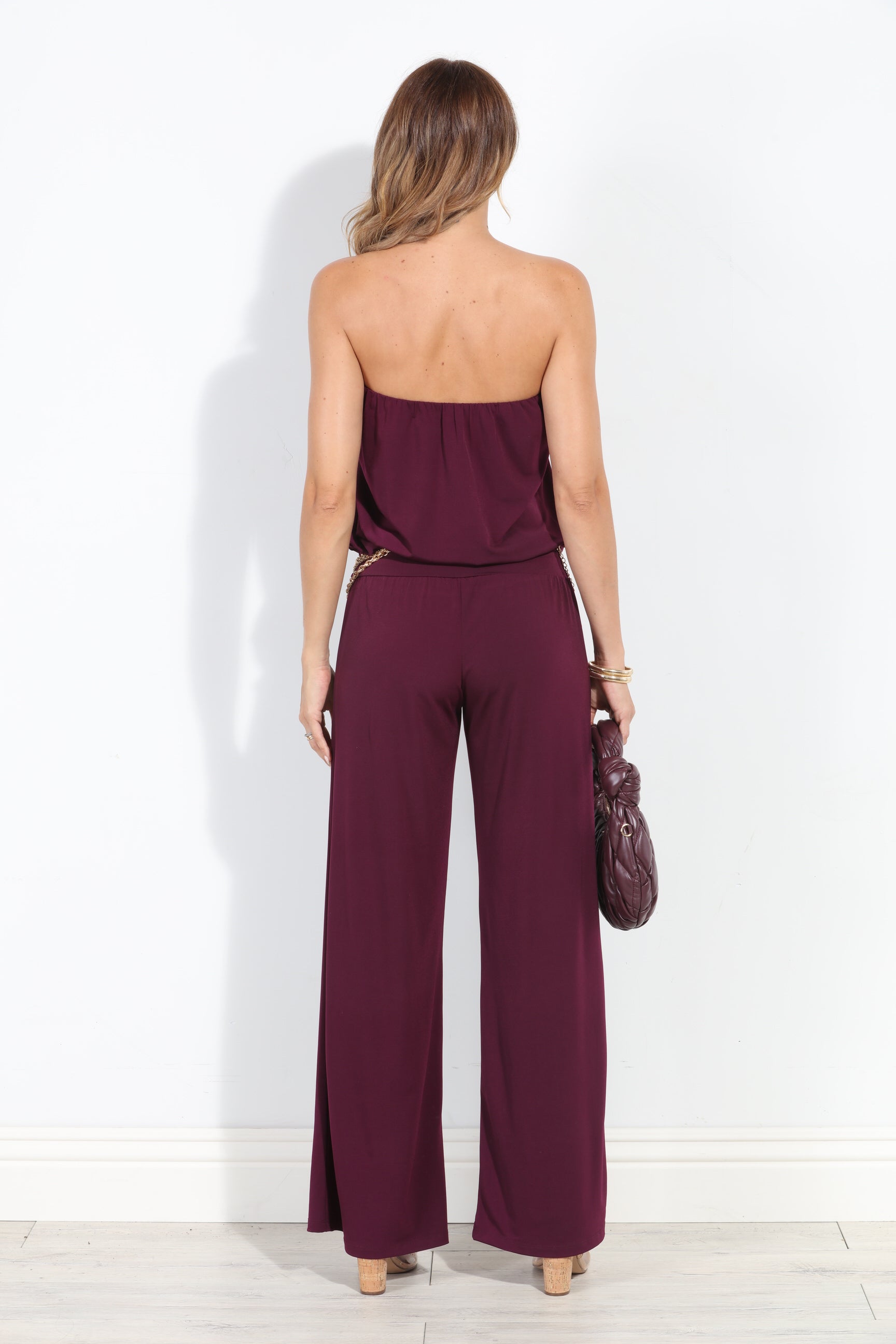 Eggplant Strapless Drop Waist Jumpsuit-BEST SELLER