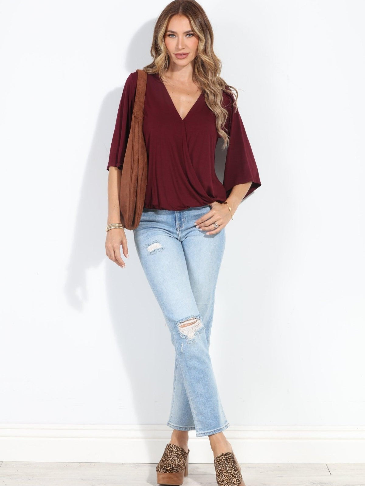 Elderberry Cupro Surplice Top-BEST SELLER