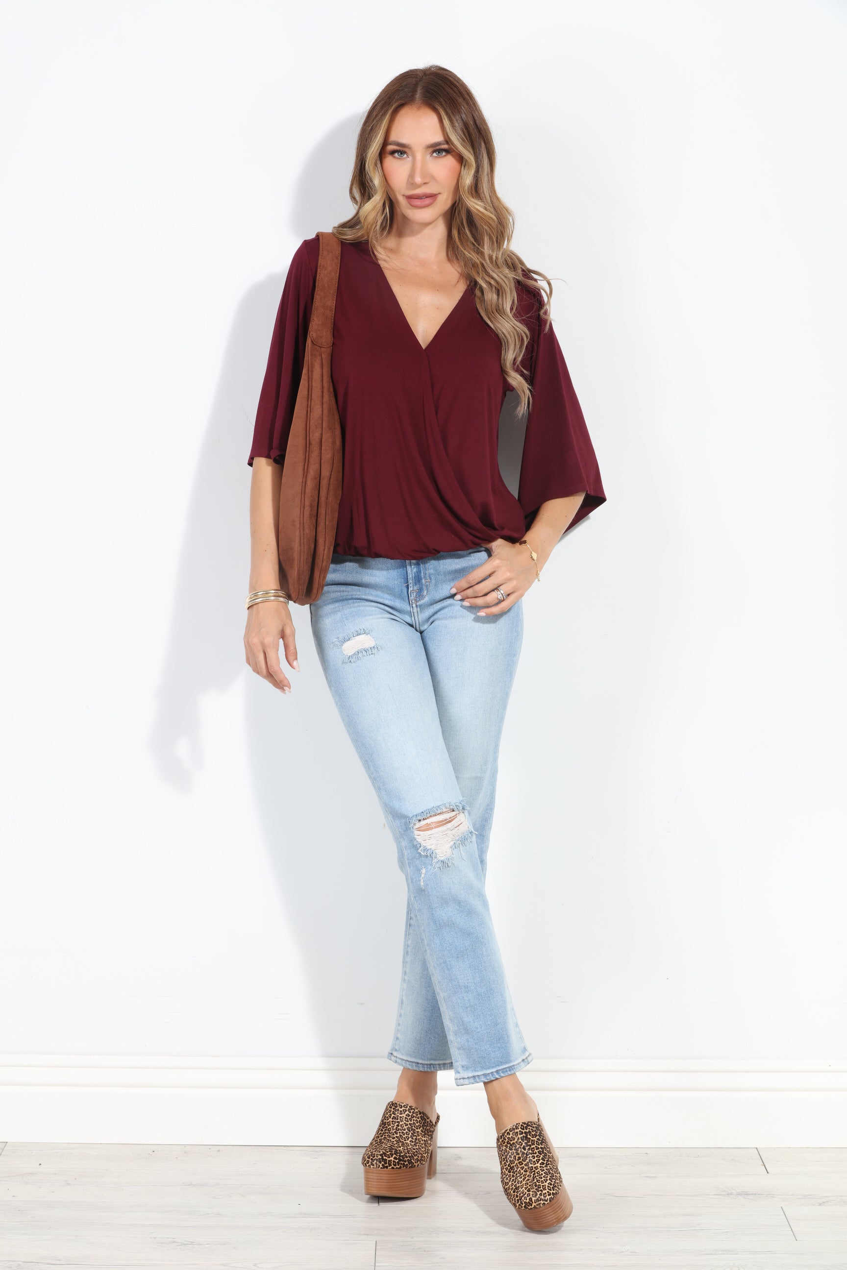 Elderberry Cupro Surplice Top-BEST SELLER