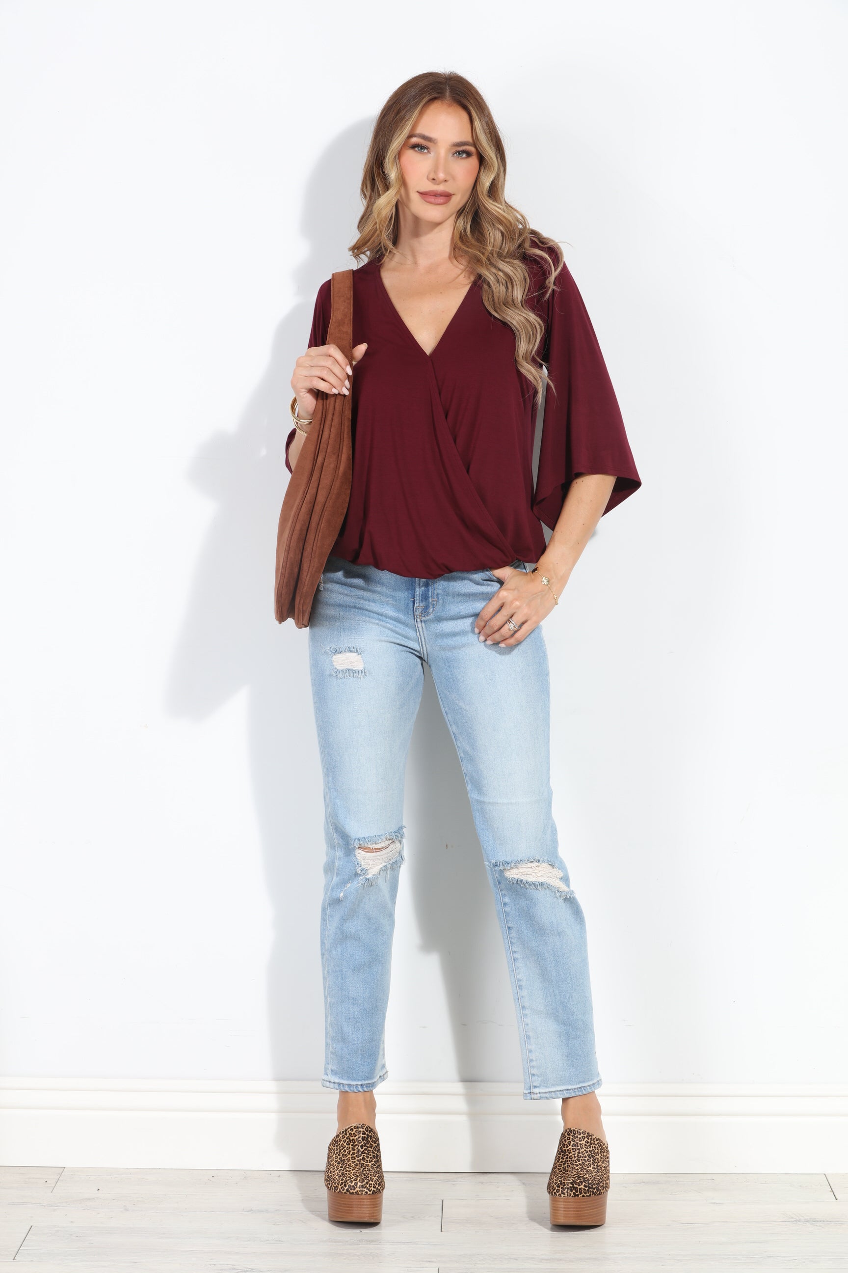 Elderberry Cupro Surplice Top-BEST SELLER