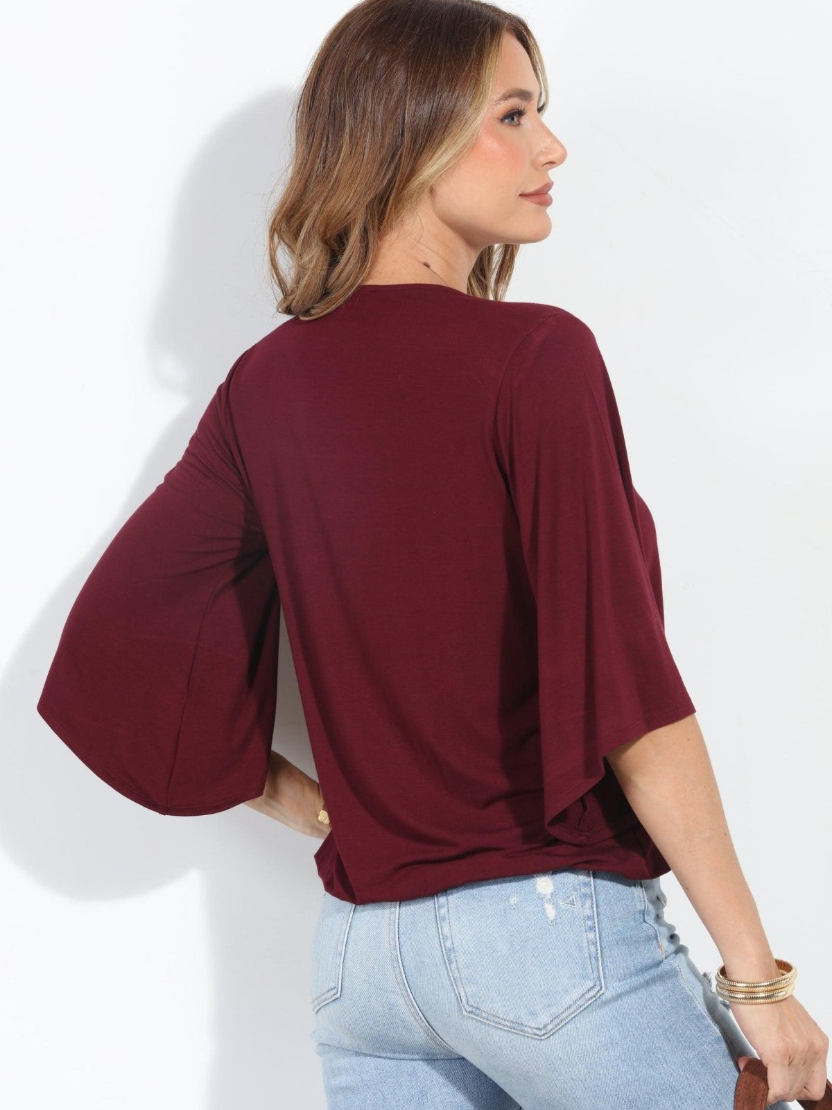 Elderberry Cupro Surplice Top-BEST SELLER
