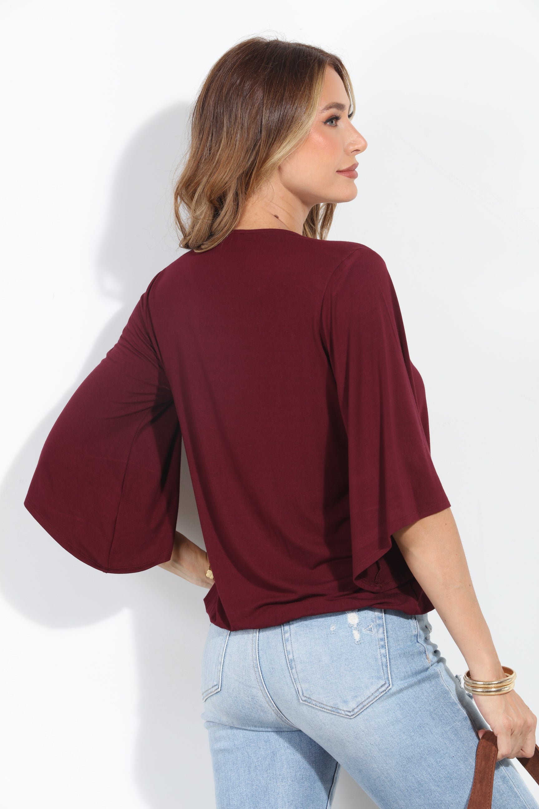 Elderberry Cupro Surplice Top-BEST SELLER