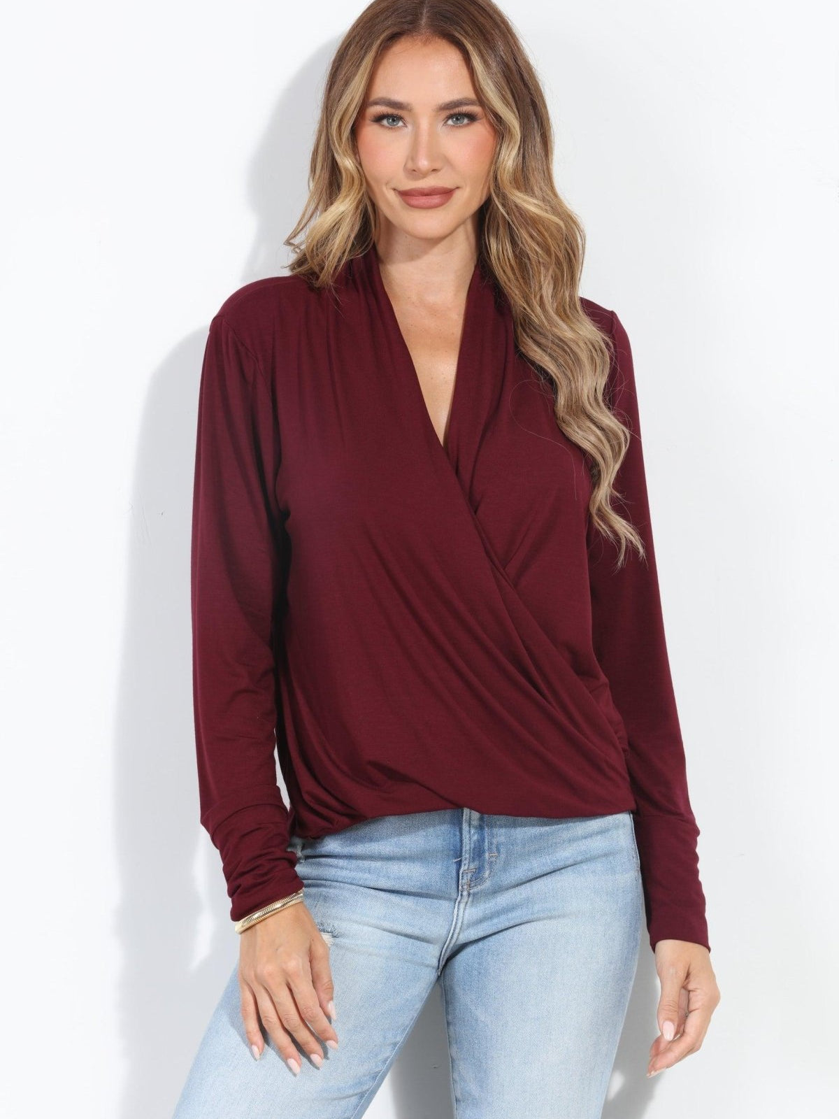 Elderberry Cupro Draped Surplice Top - BEST SELLER