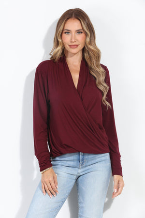 Elderberry Cupro Draped Surplice Top - BEST SELLER