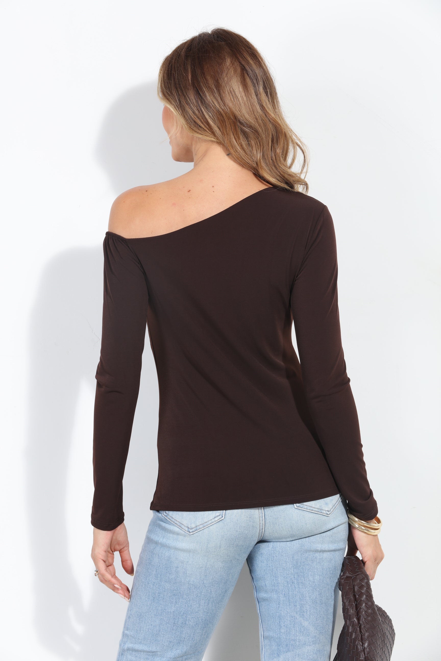 Chocolate Asymmetrical Long Sleeve Top-BEST SELLER