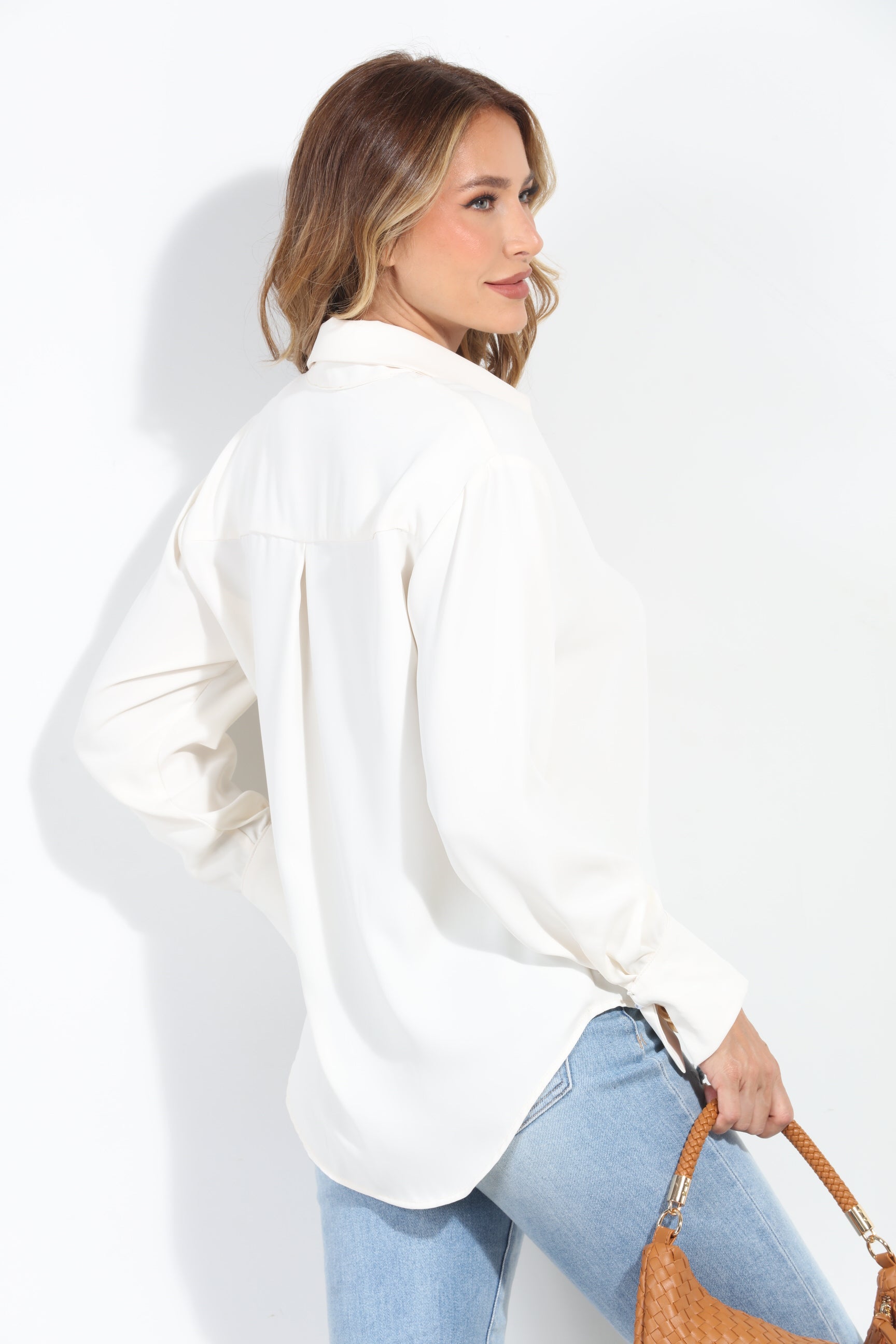 Ivory Politan Button Blouse-BEST SELLER