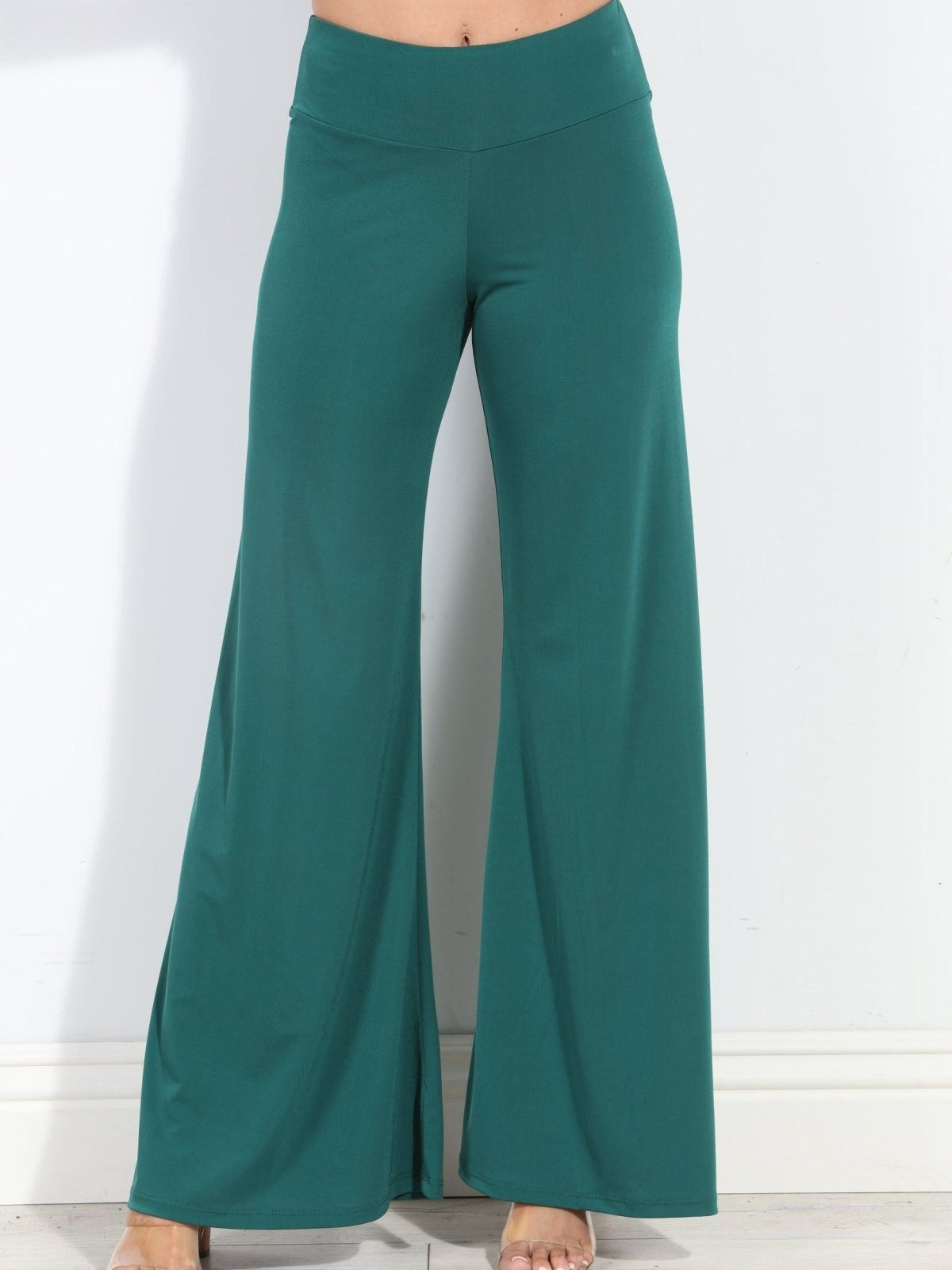 Hunter Green Stretch Wide  Leg Pants-BEST SELLER