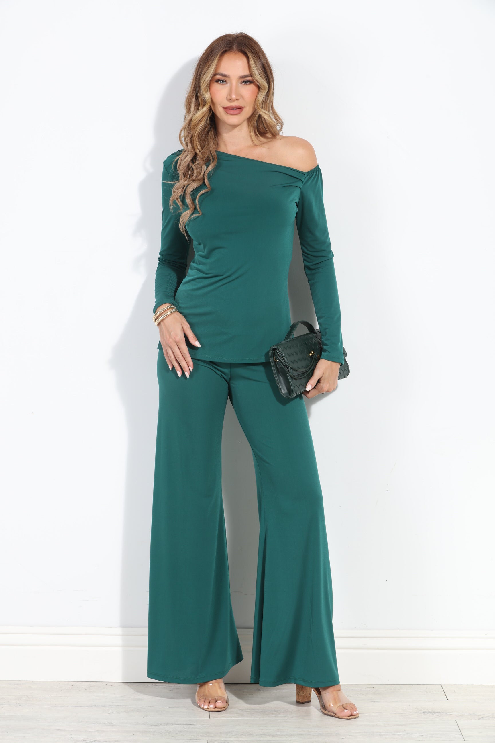 Hunter Green Asymmetrical Long Sleeve Top-BEST SELLER