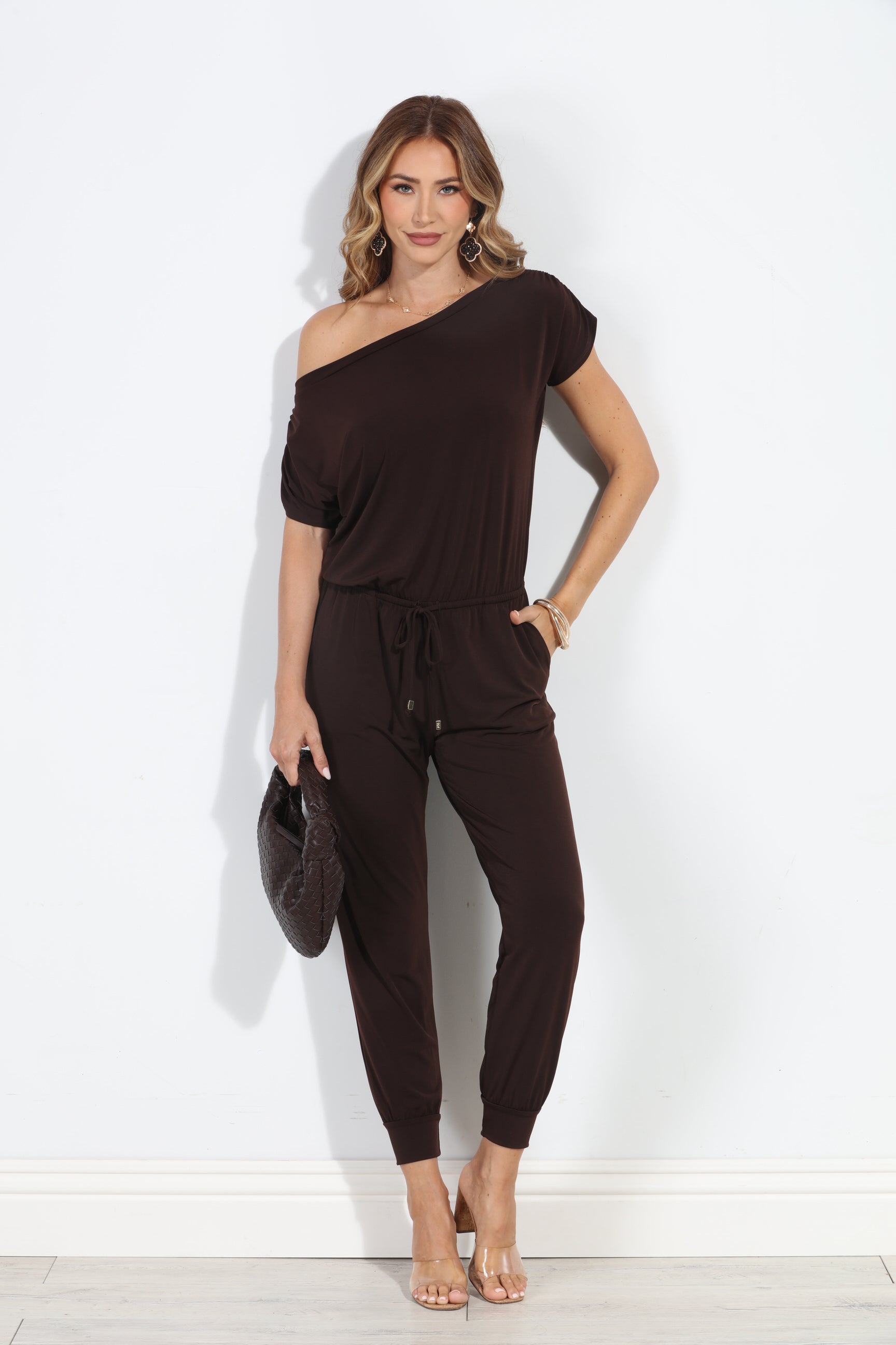 Chocolate ITY Short Sleeve Jumpsuit-BEST SELLER